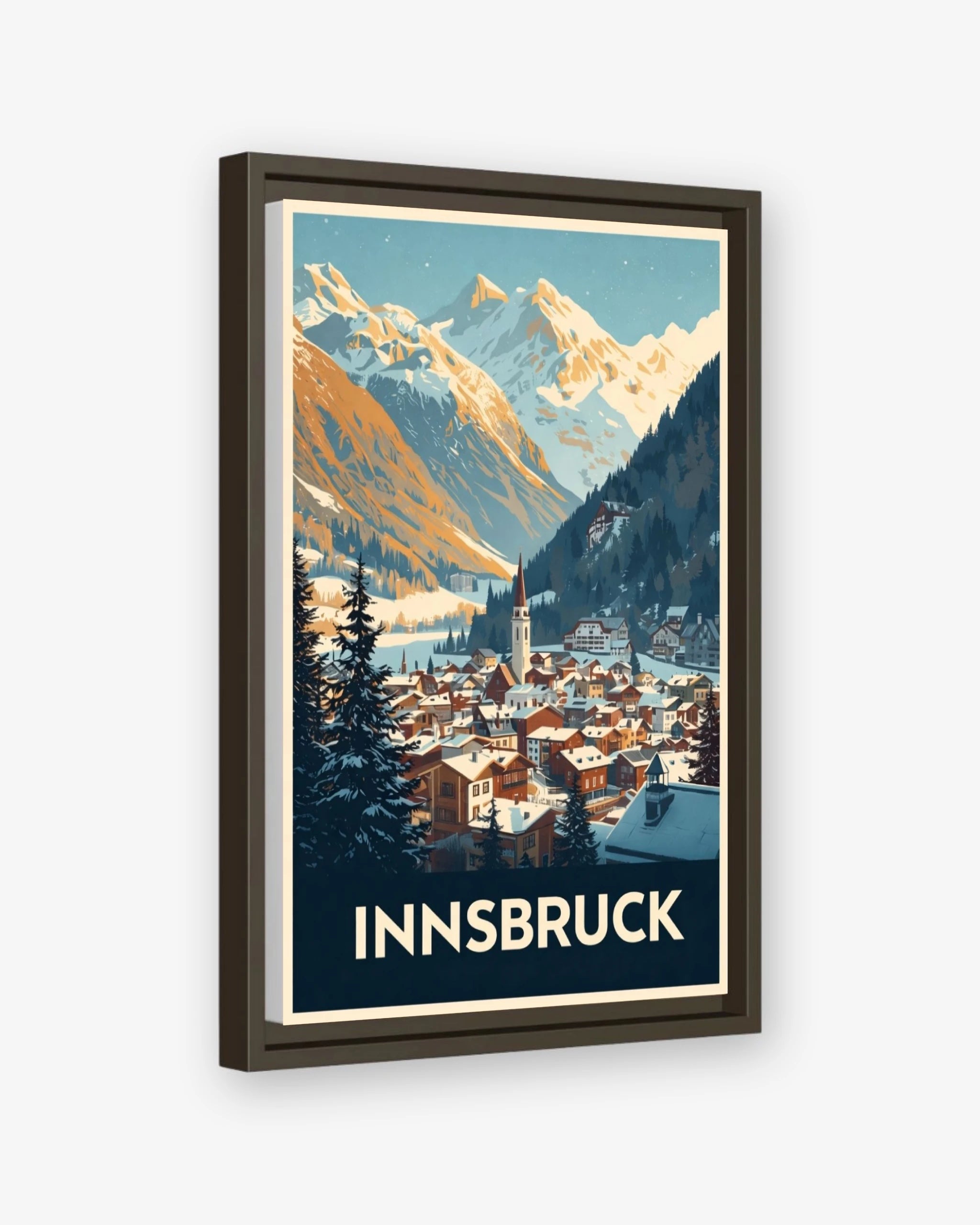 Innsbruck travel poster espresso framed canvas