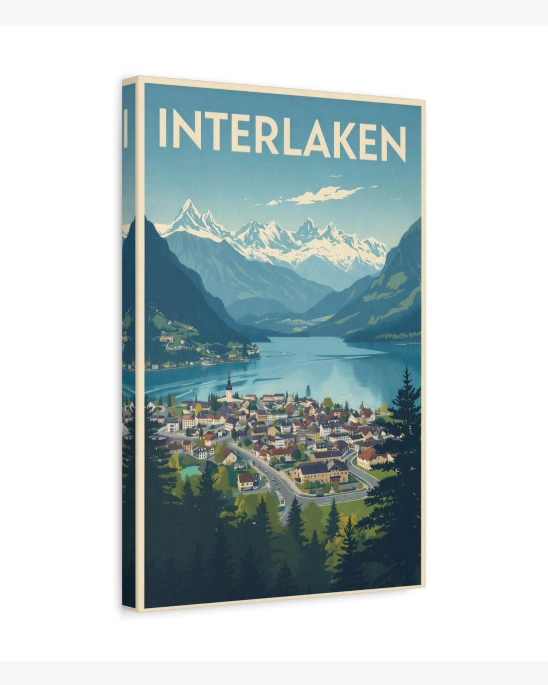 Interlaken travel poster canvas