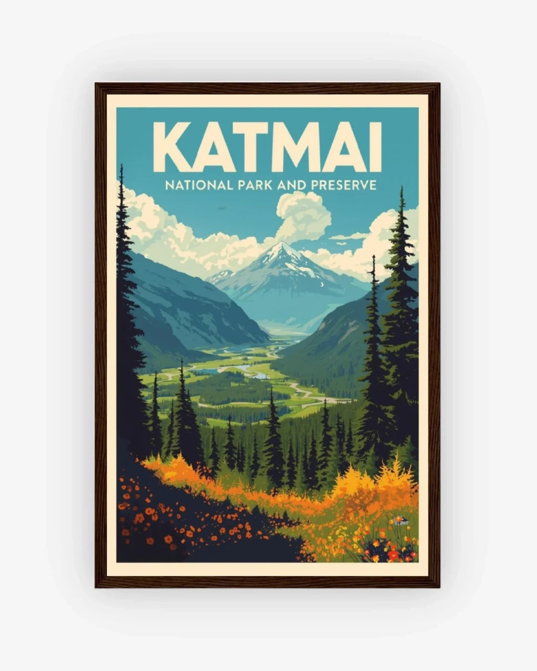 Katmai National Park, USA Poster Dark Wood Frame Nomad Haus