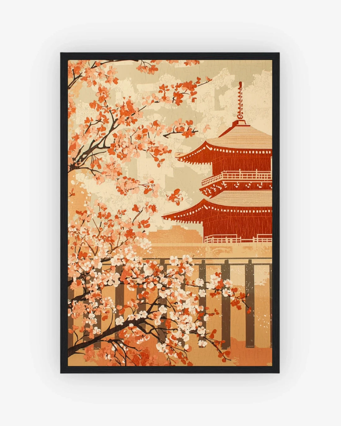 Kyoto Blossom Poster Black Frame Nomad Haus