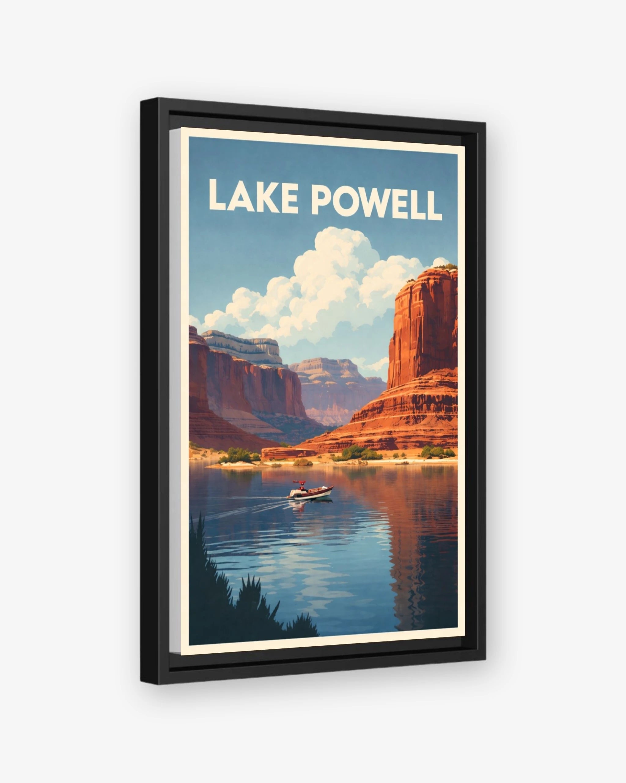 Lake Powell travel poster black framed canvas
