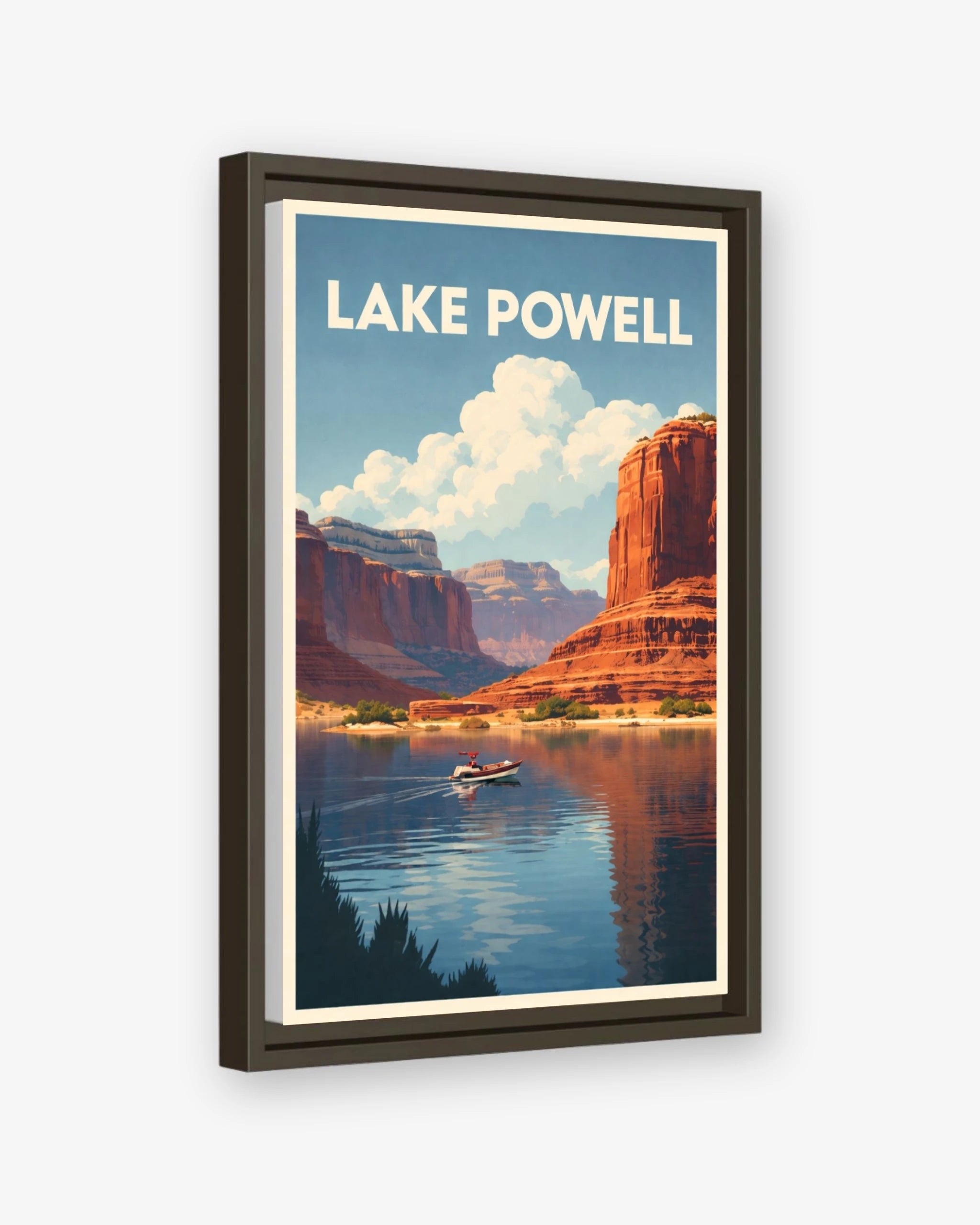 Lake Powell travel poster espresso framed canvas