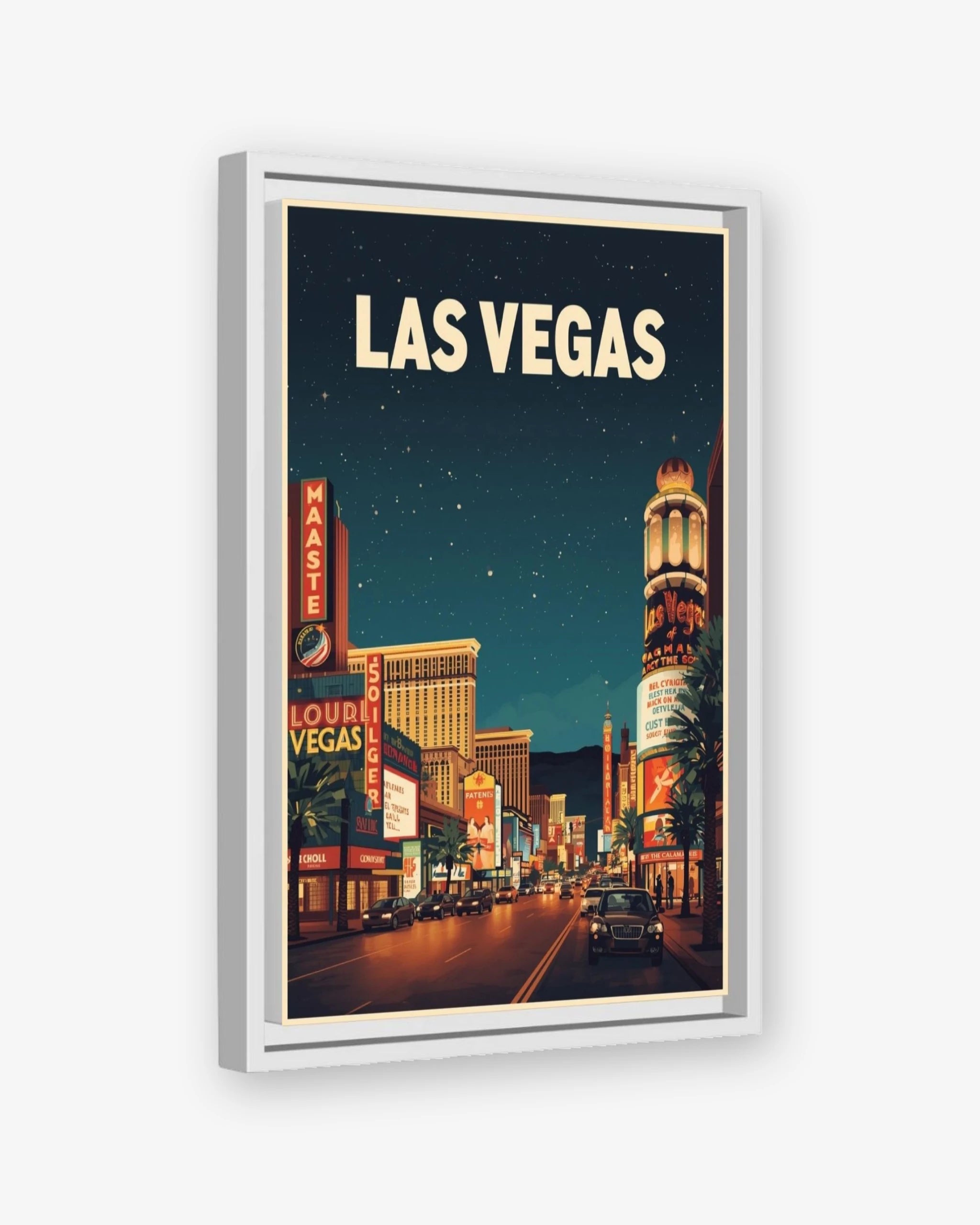 Las Vegas travel poster white framed canvas