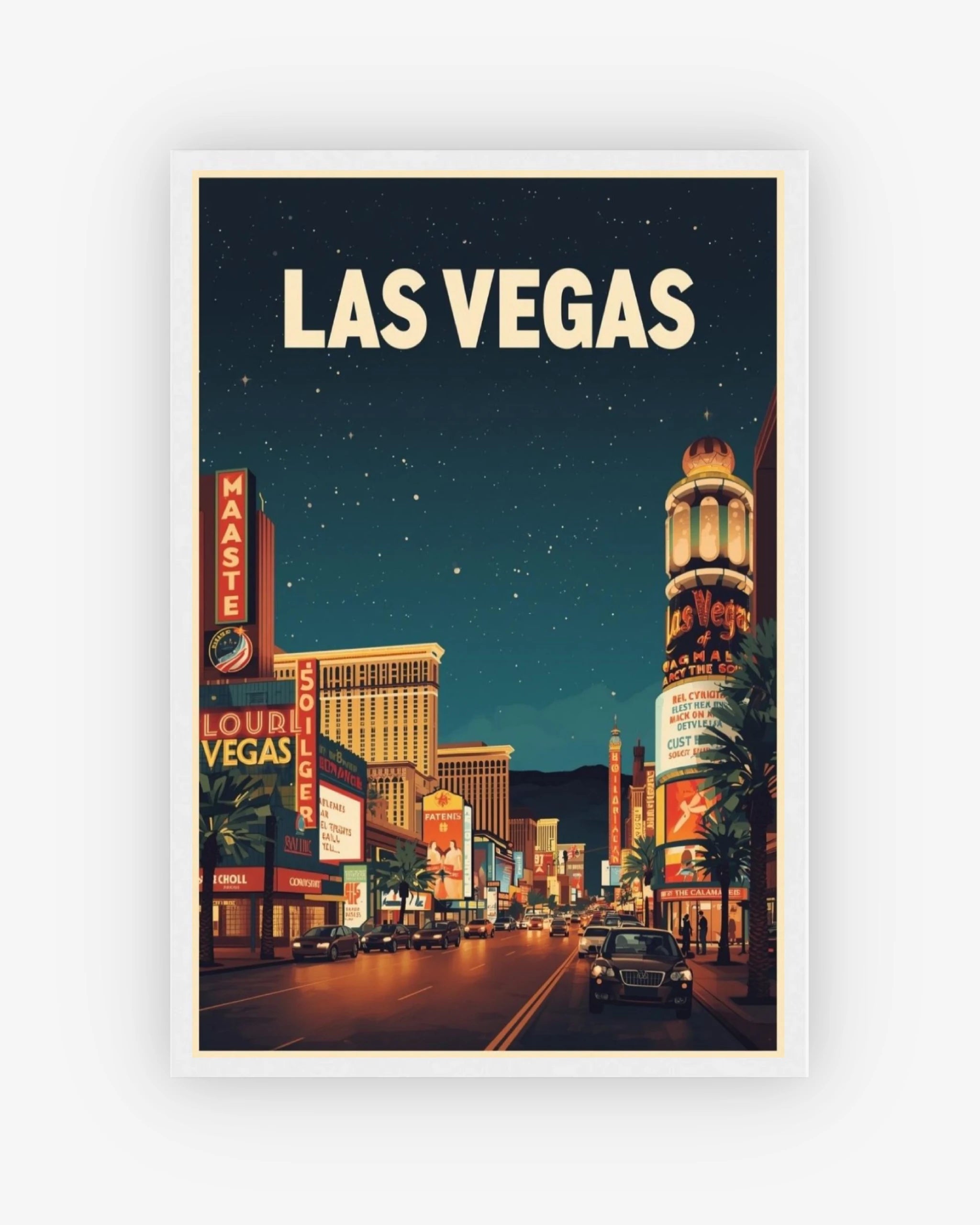 Las Vegas travel poster with white frame