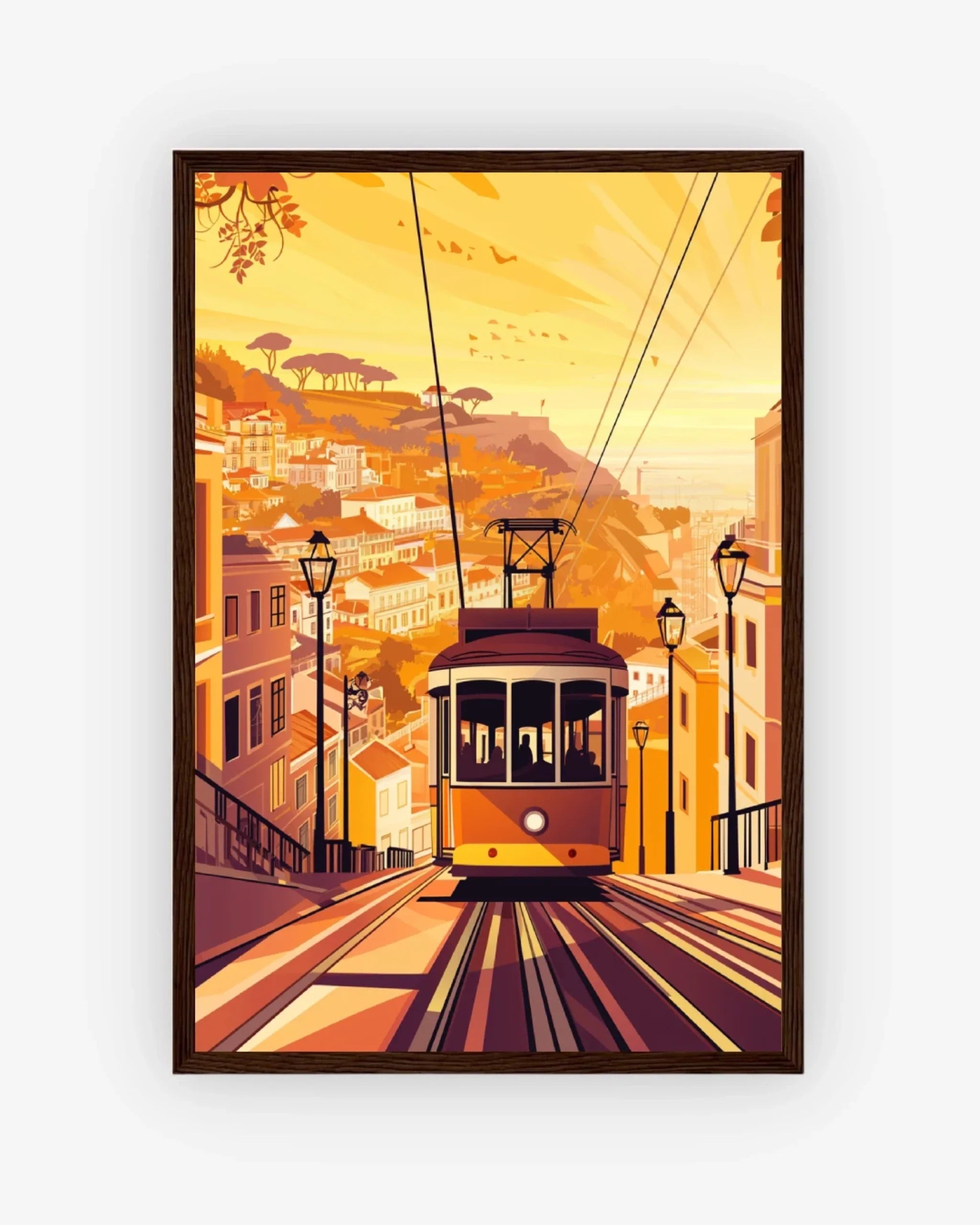 Lisbon Ascent Poster Dark Wood Frame Nomad Haus
