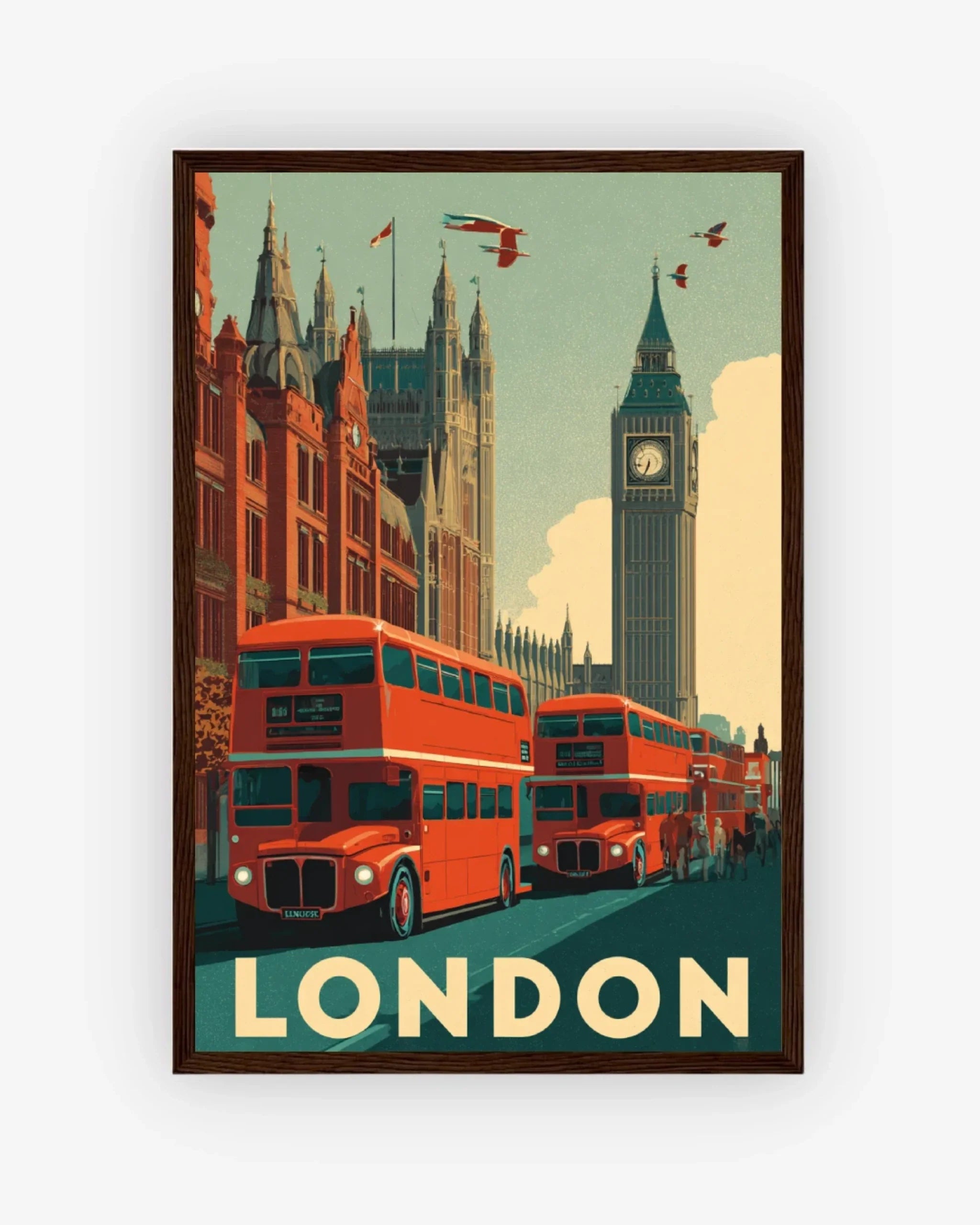 London, United Kingdom Poster Dark Wood Frame Nomad Haus