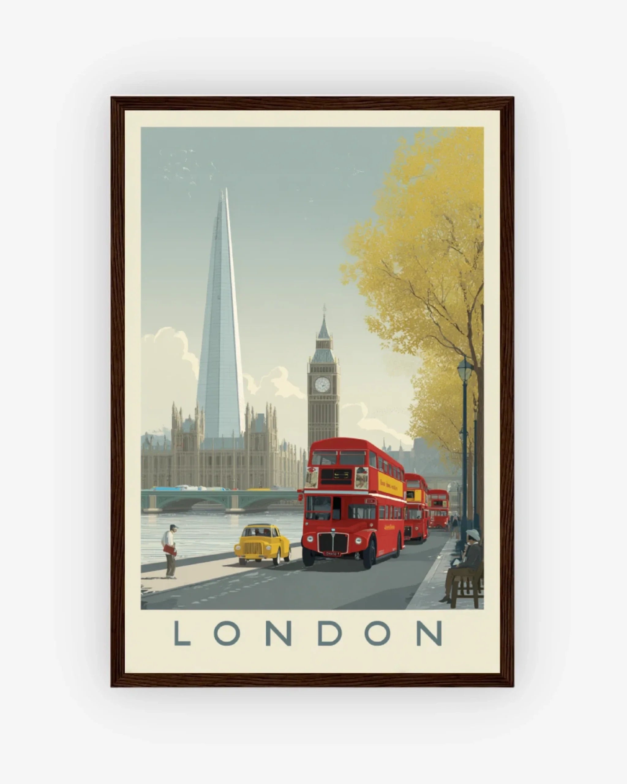 London Westminster Bridge, United Kingdoms Poster Dark Wood Frame Nomad Haus