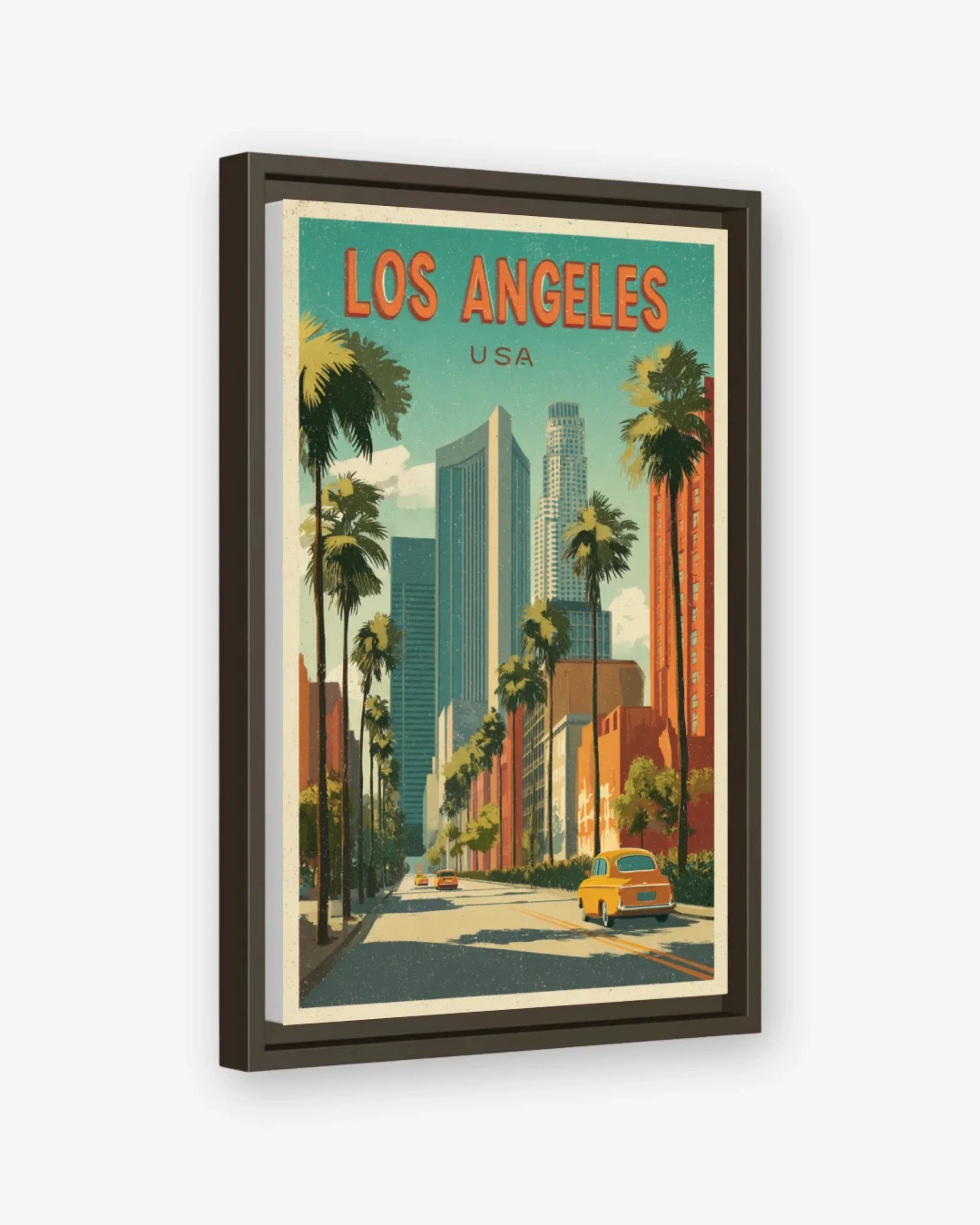 Los Angeles Downtown, USA Canvas Espresso Frame Nomad Haus