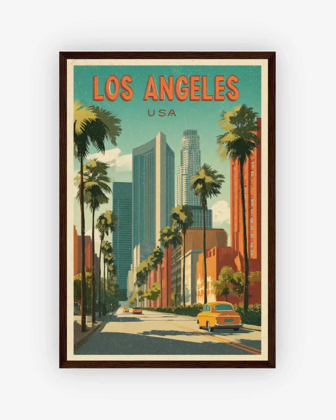 Los Angeles Downtown, USA Poster Dark Wood Frame Nomad Haus