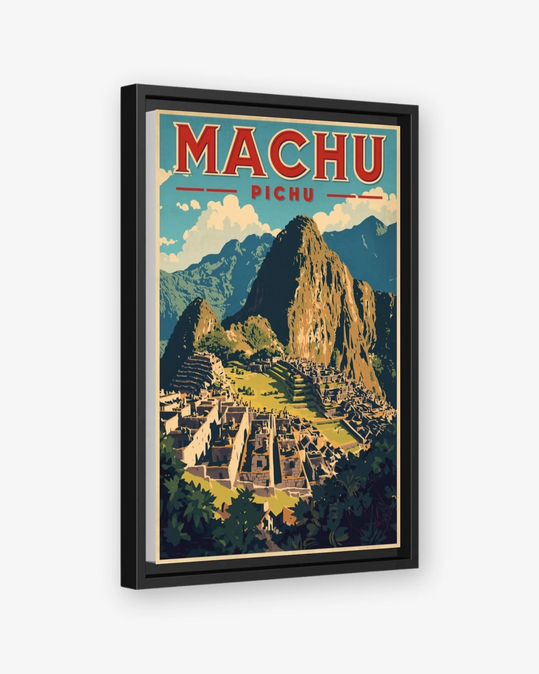 Machu Pichu travel poster black framed canvas