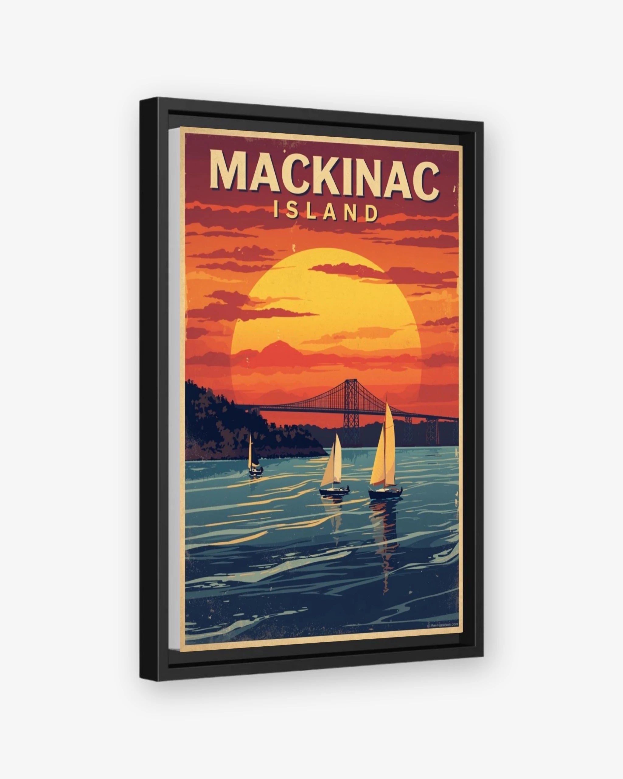 Mackinac Island travel poster black framed canvas