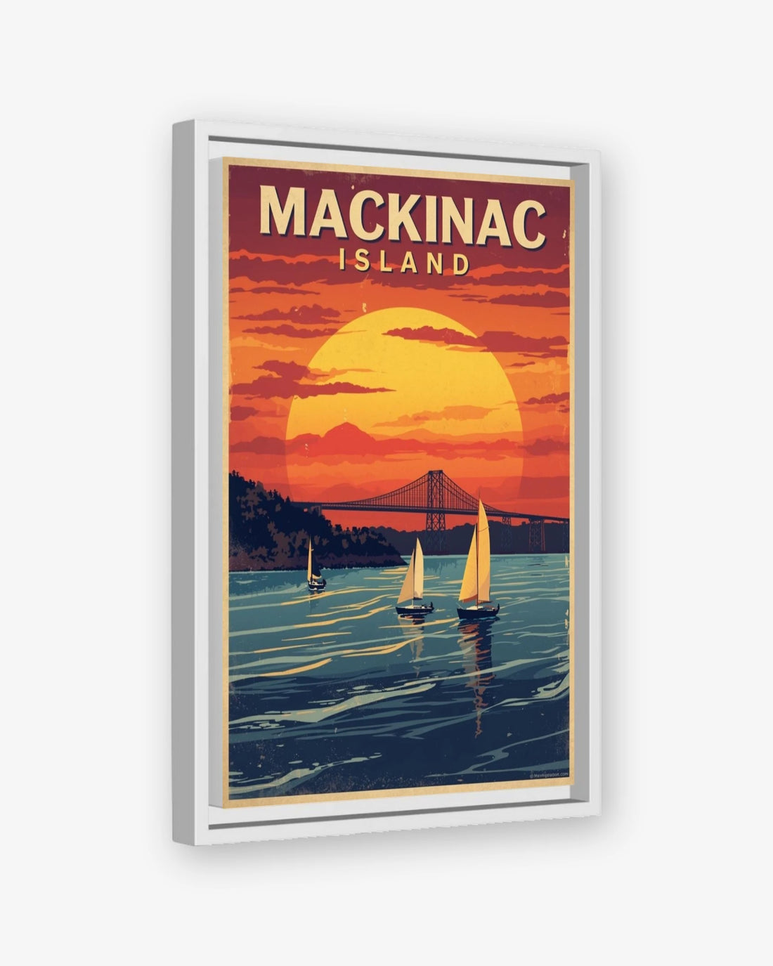 Mackinac Island travel poster white framed canvas