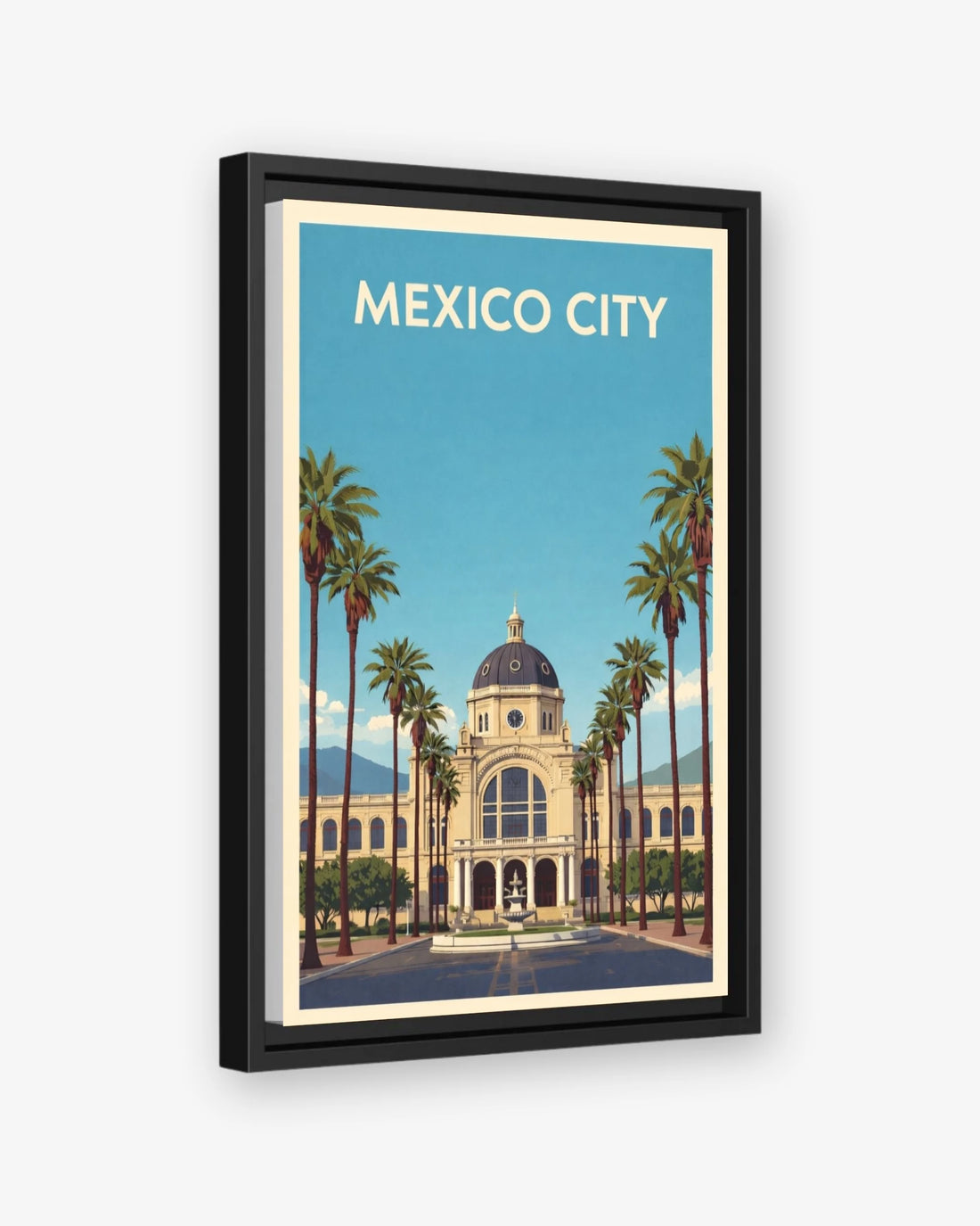 Mexico City travel poster black framed canvas