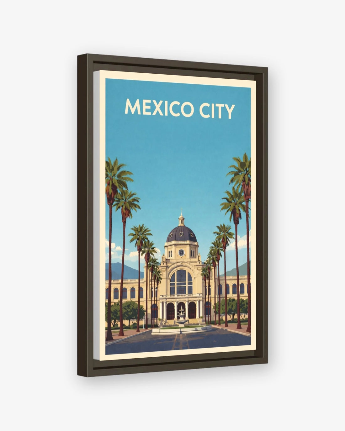 Mexico City travel poster espresso framed canvas