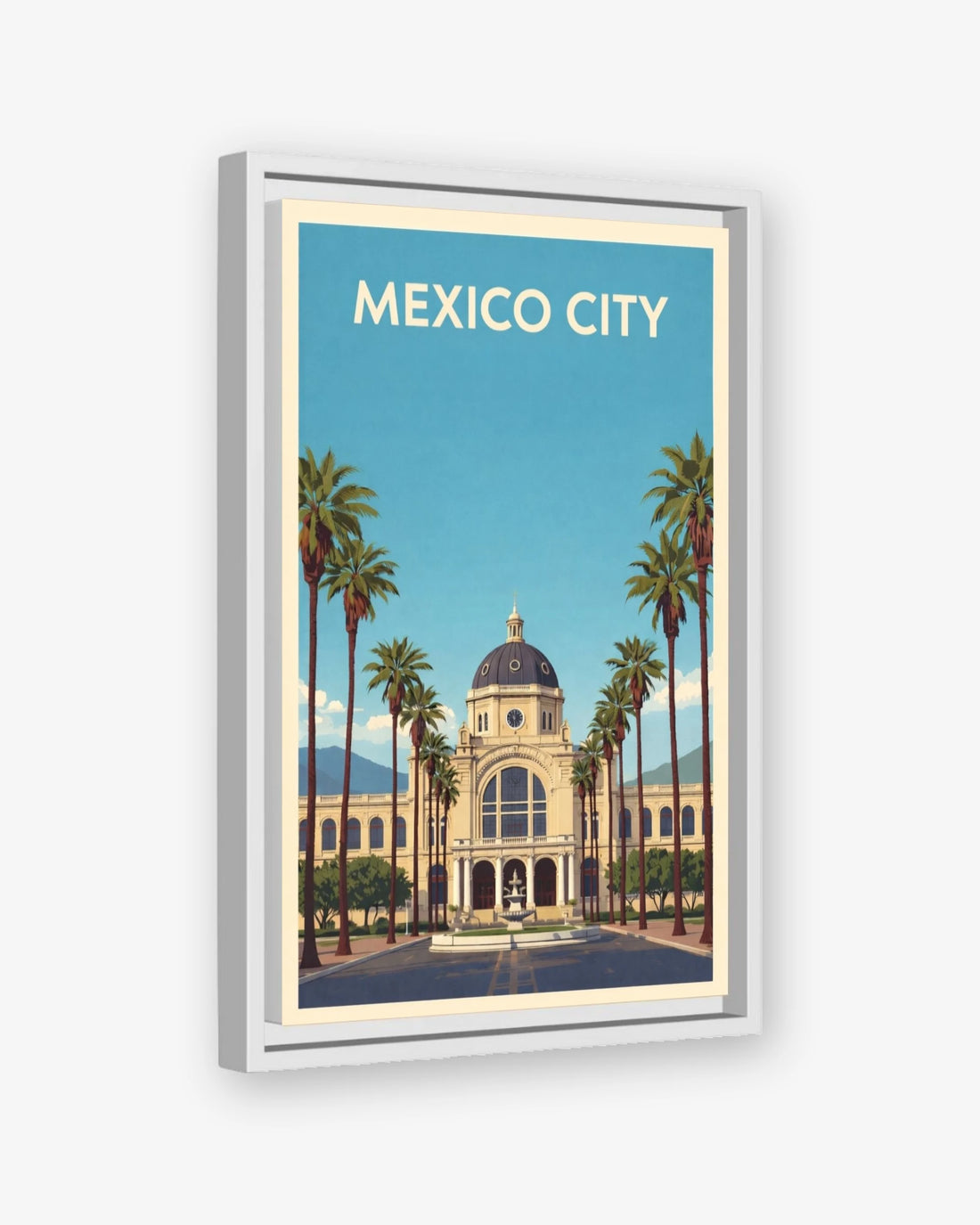 Mexico City travel poster white framed canvas