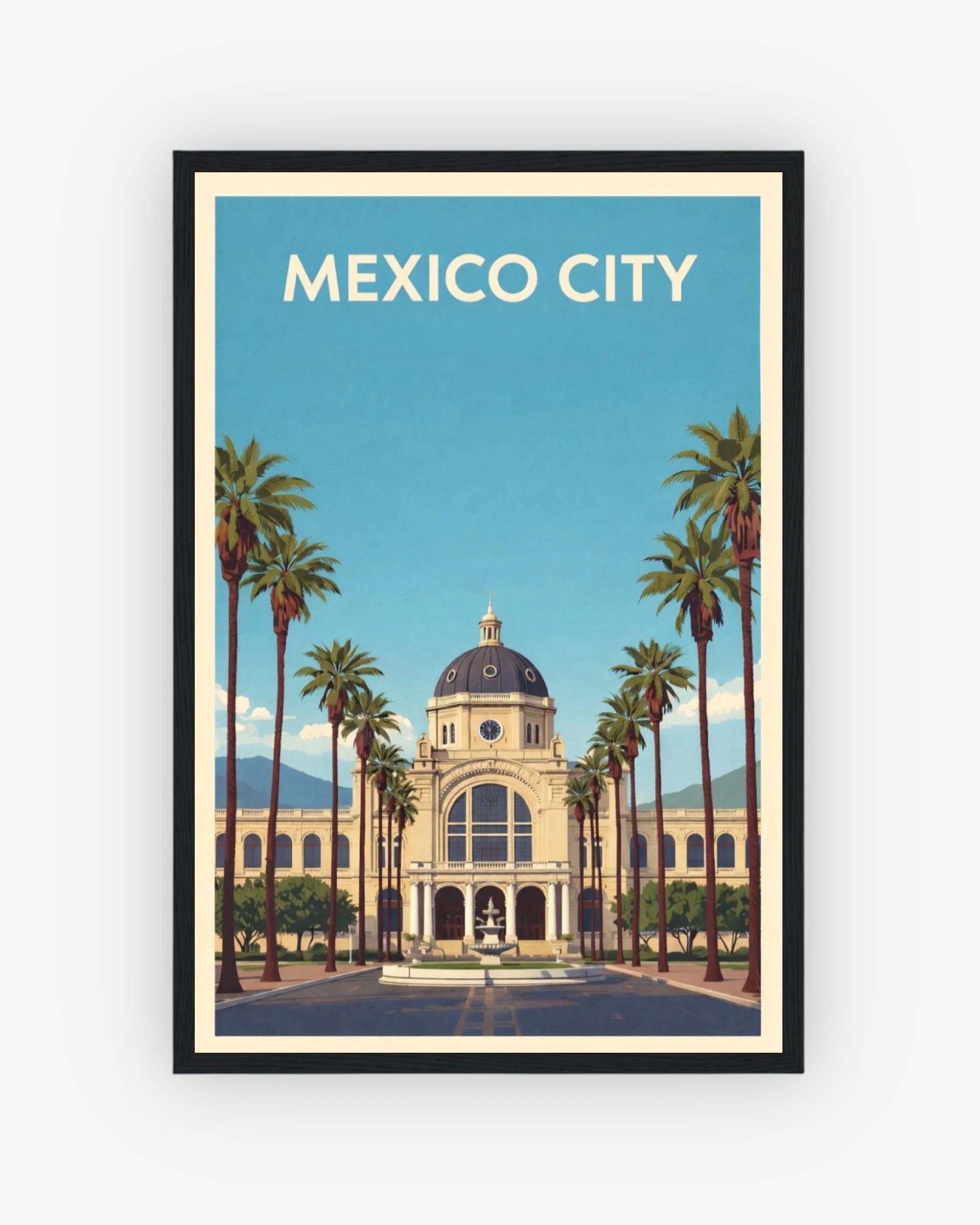 Mexico City travel poster with black frame