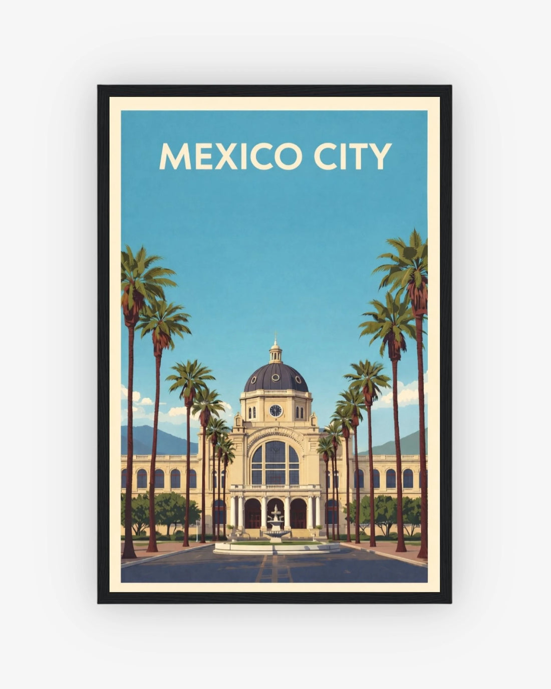 Mexico City travel poster with black frame