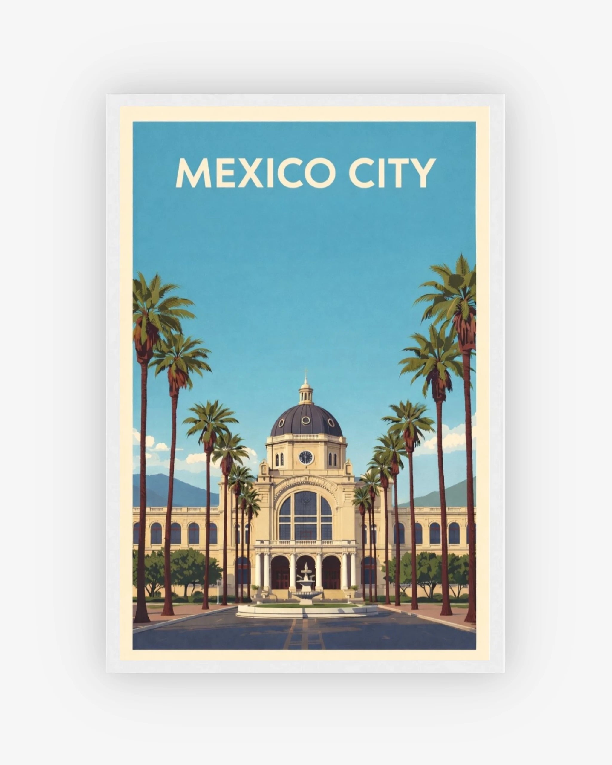 Mexico City travel poster with white frame