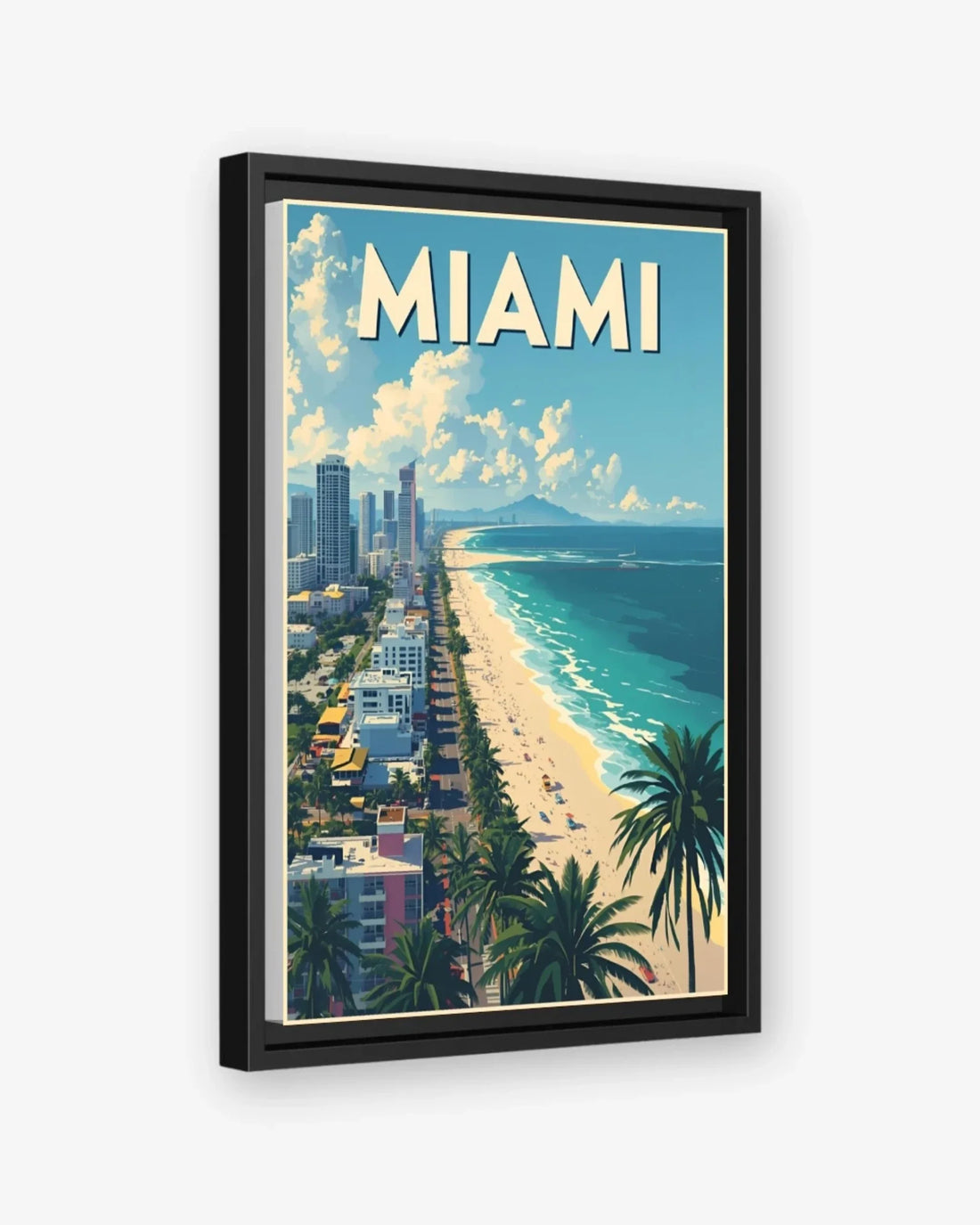 Miami Beachfront, USA Canvas Black Frame Nomad Haus