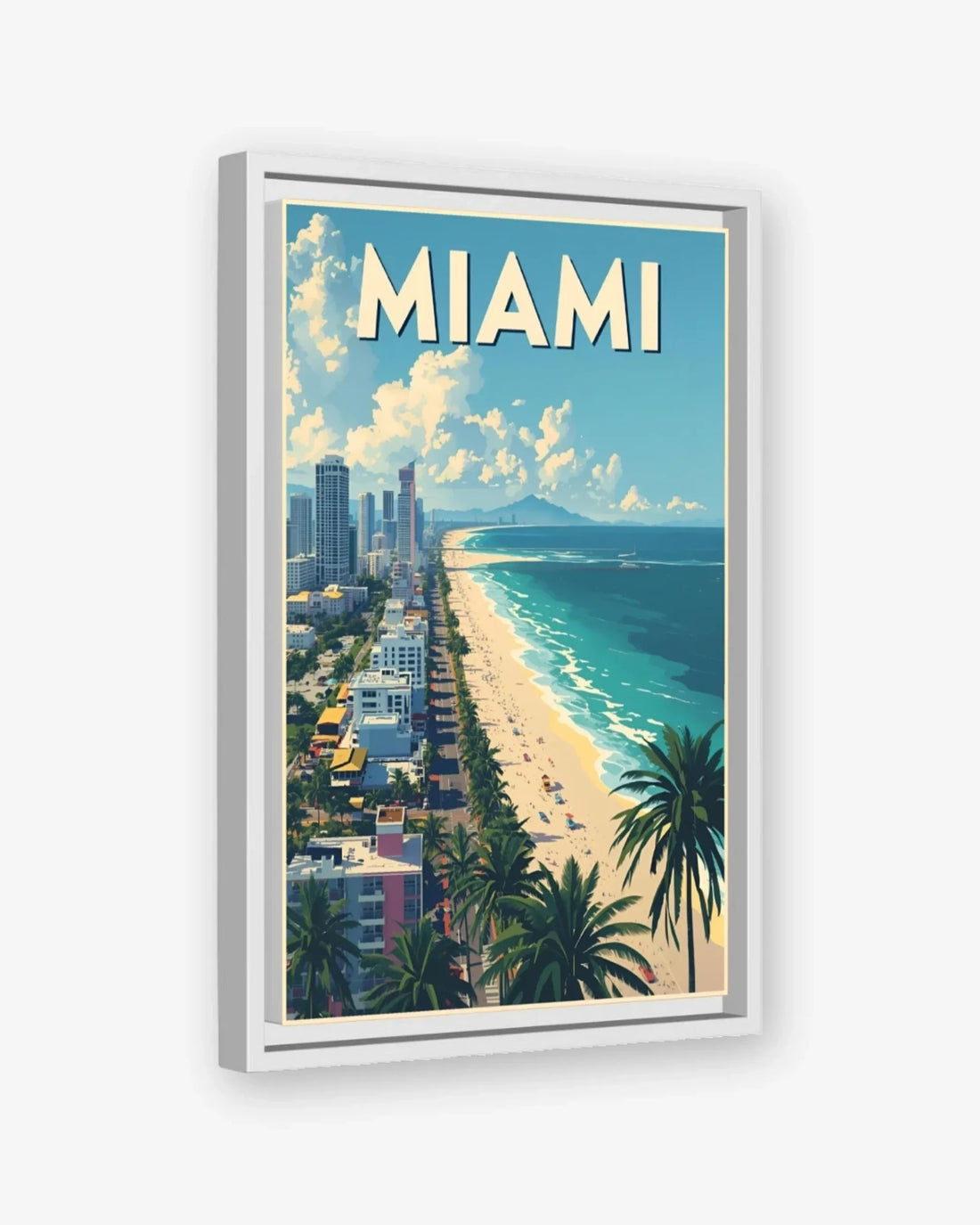 Miami Beachfront, USA Canvas White Frame Nomad Haus