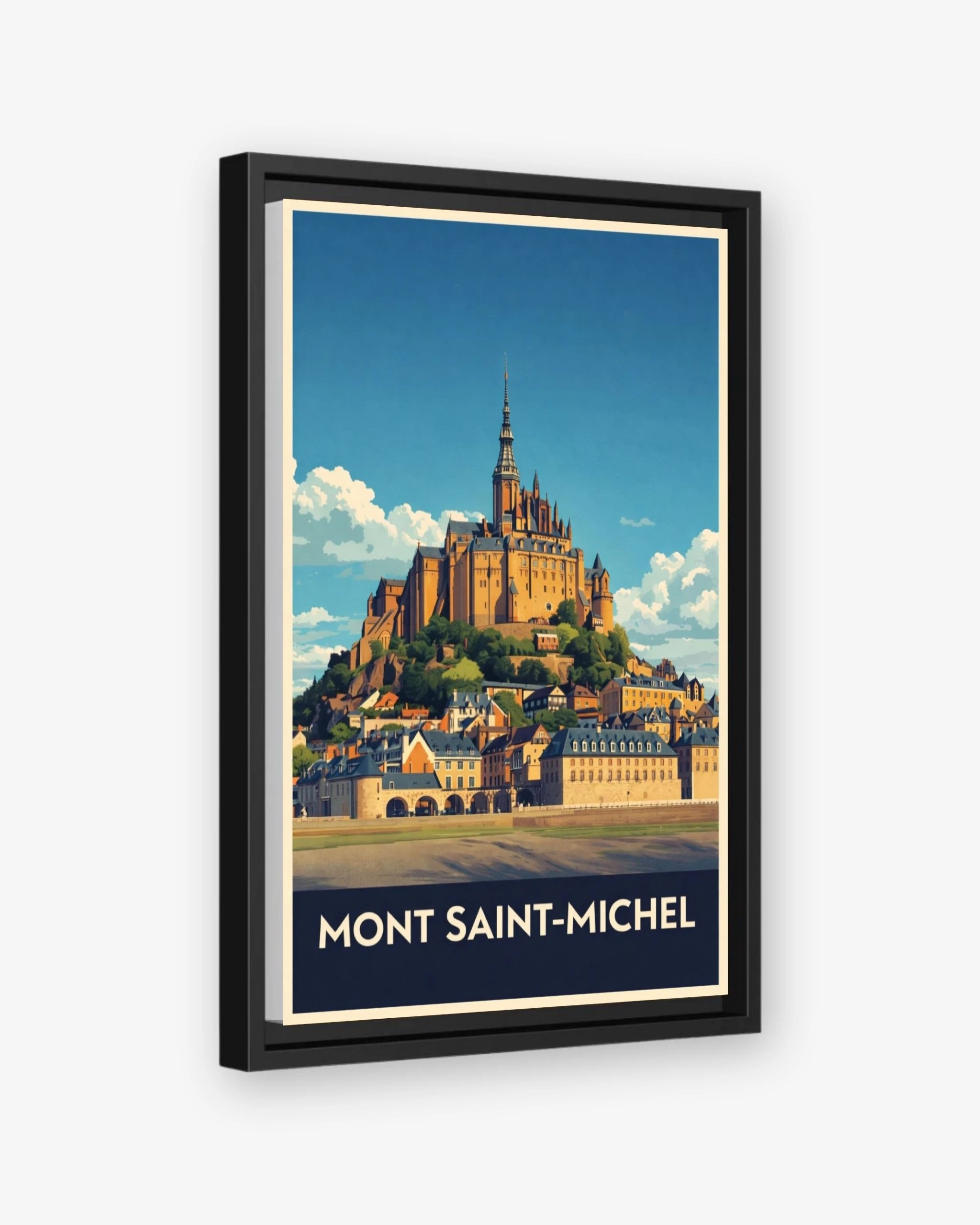 Mont Saint-Michel travel poster black framed canvas