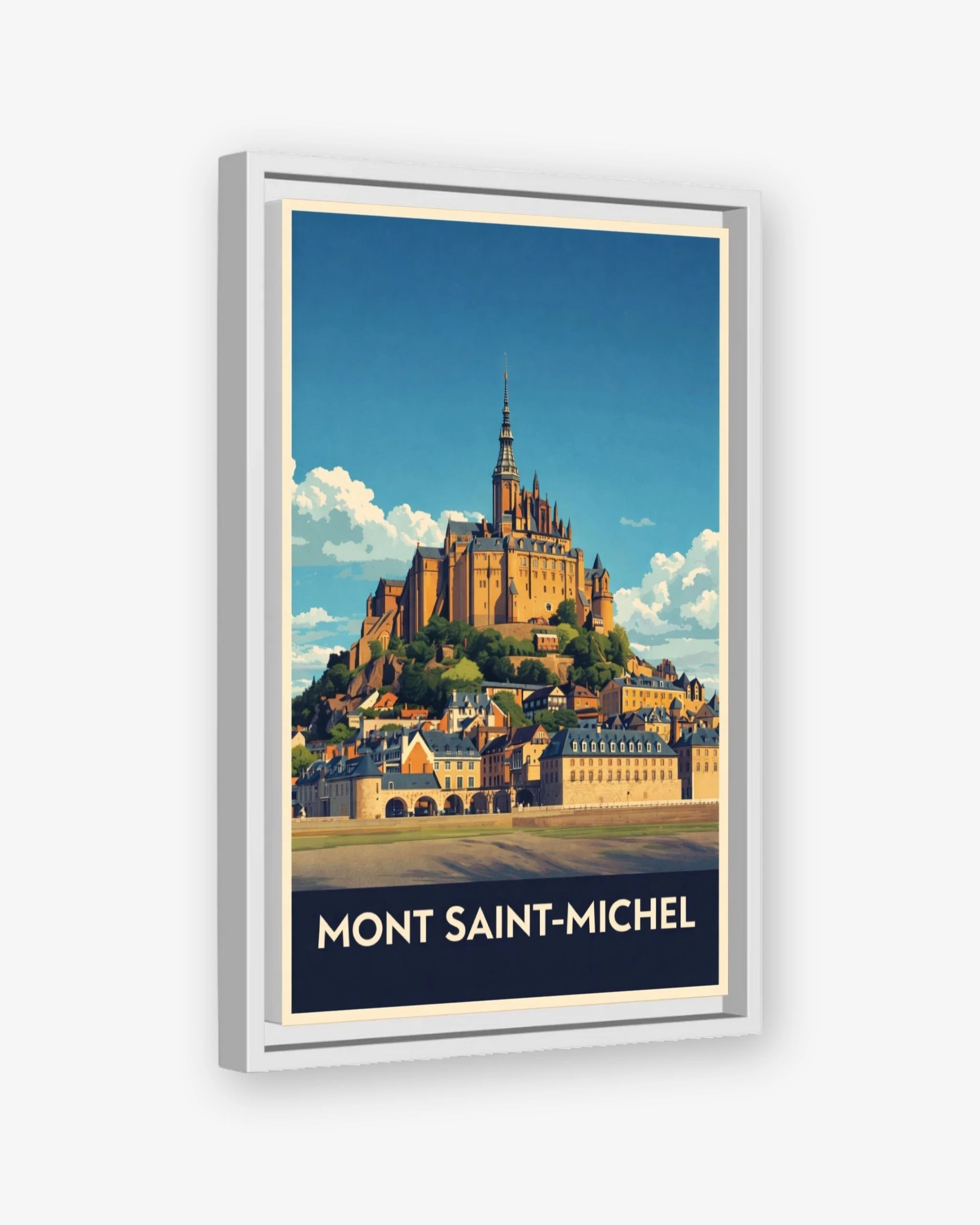 Mont Saint-Michel travel poster white framed canvas