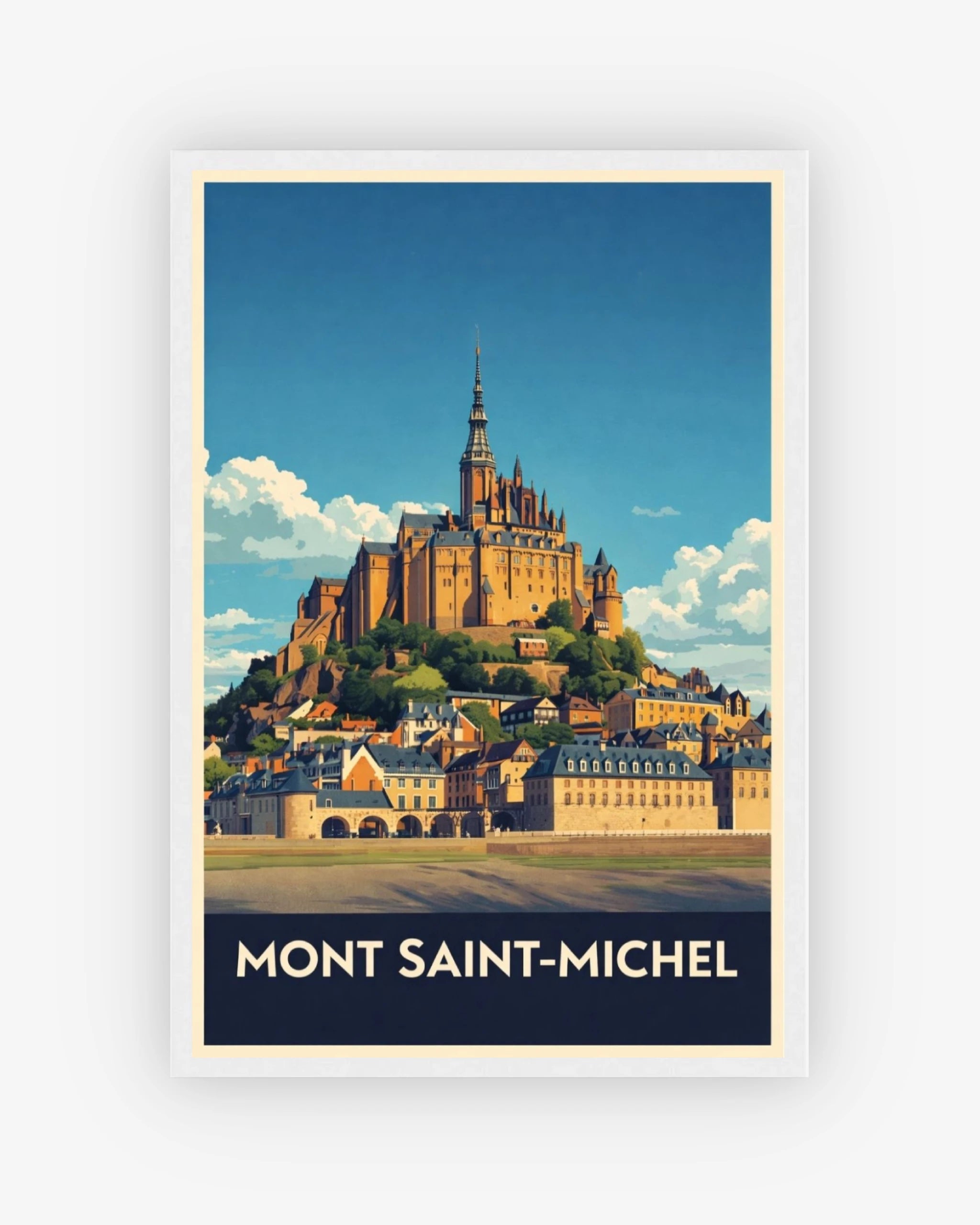 Mont Saint-Michel travel poster with white frame