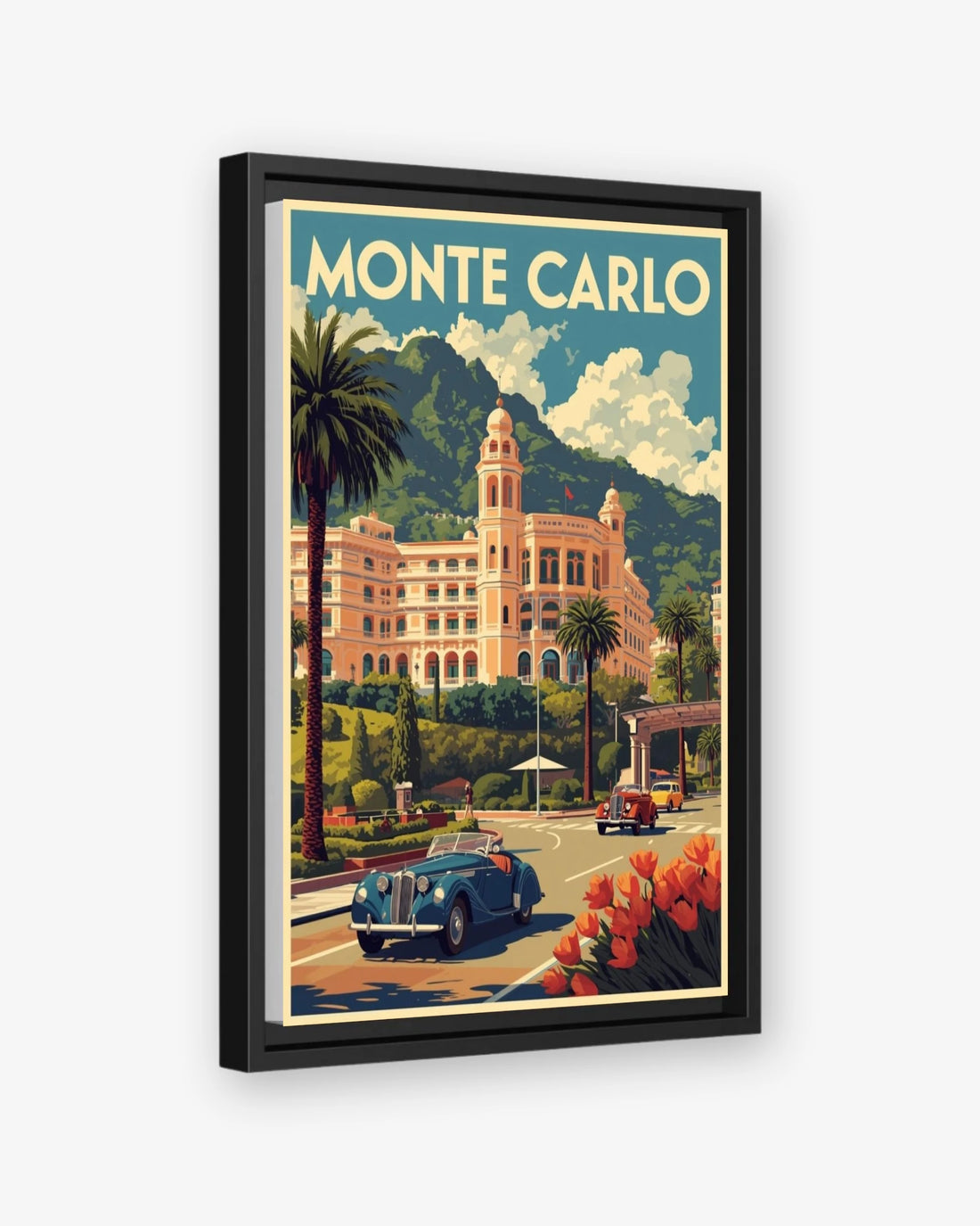 Monte Carlo travel poster black framed canvas