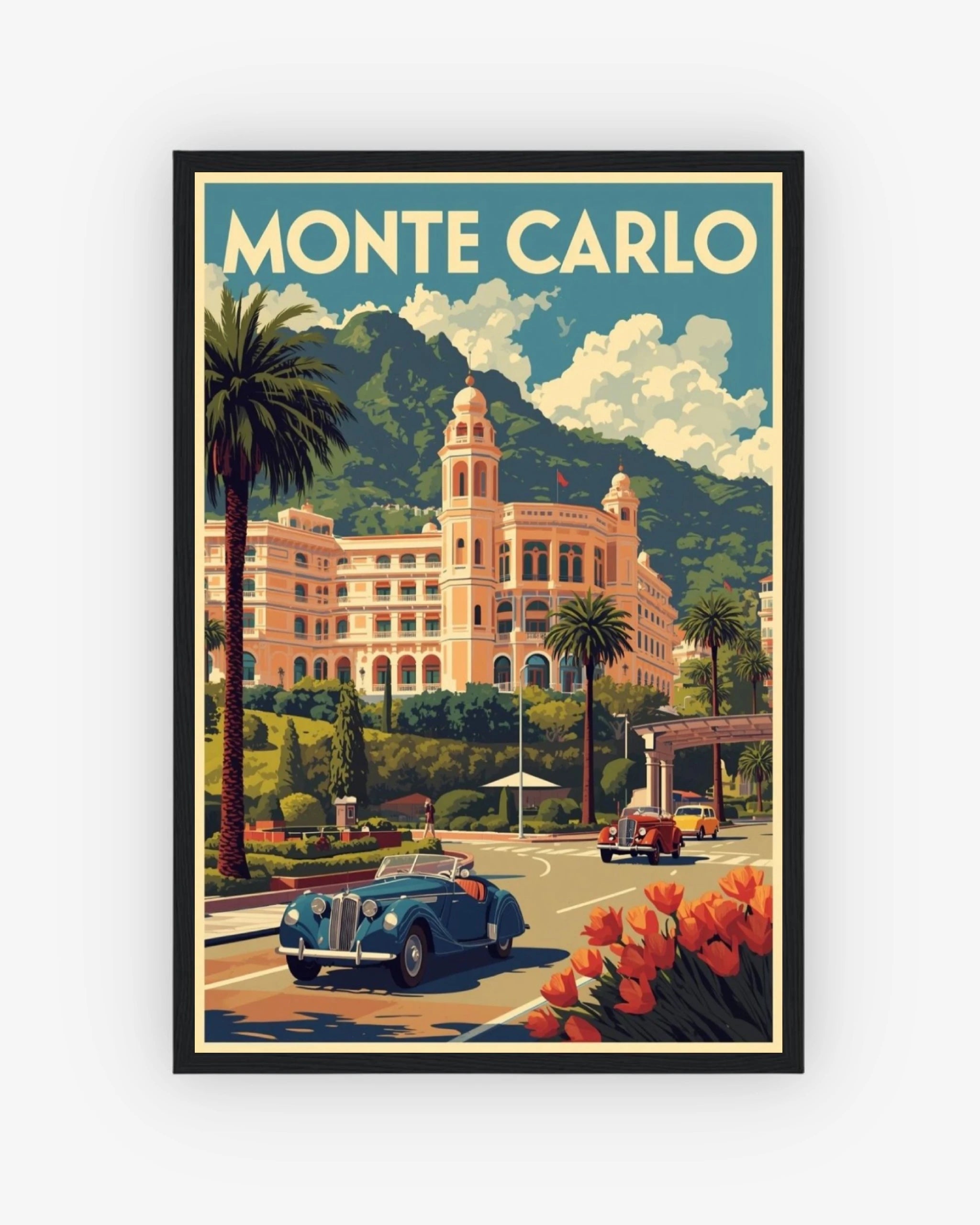 Monte Carlo travel poster with black frame