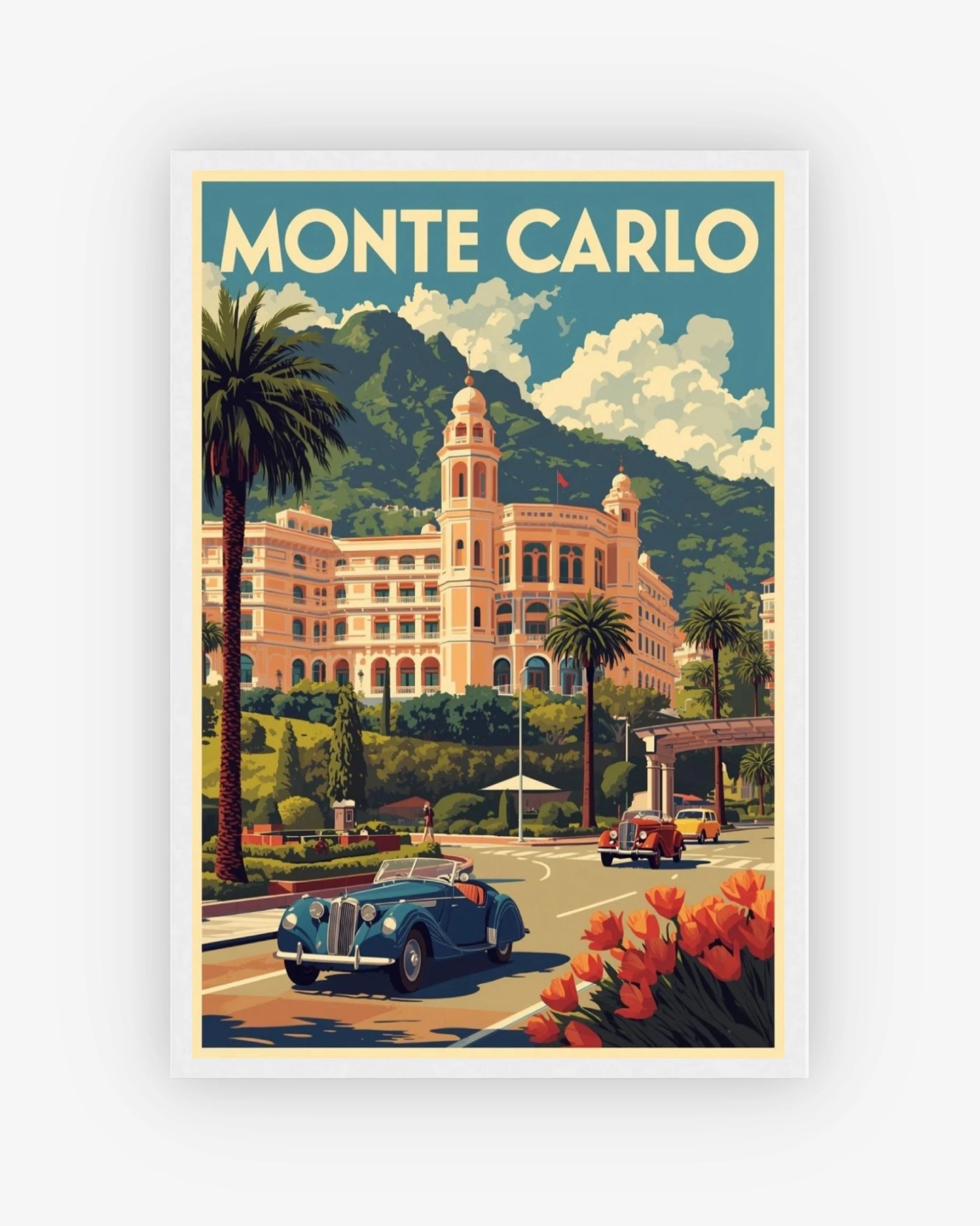 Monte Carlo travel poster with white frame