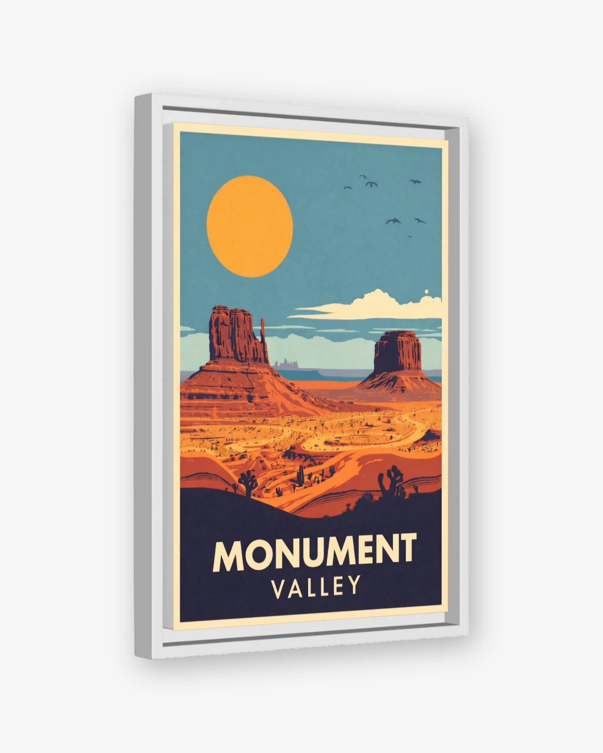 Monument Valley travel poster white framed canvas