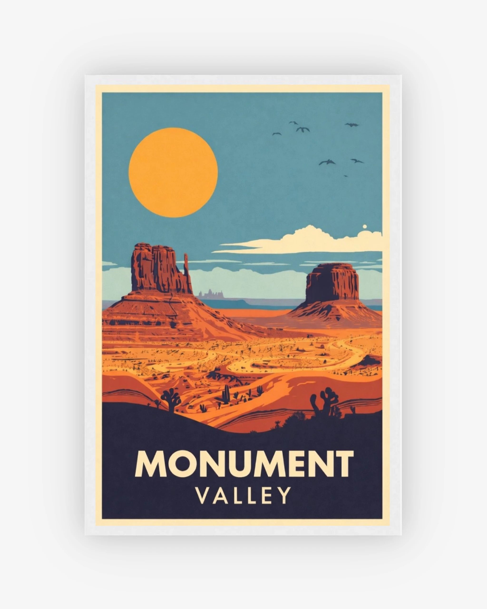 Monument Valley travel poster with white frame