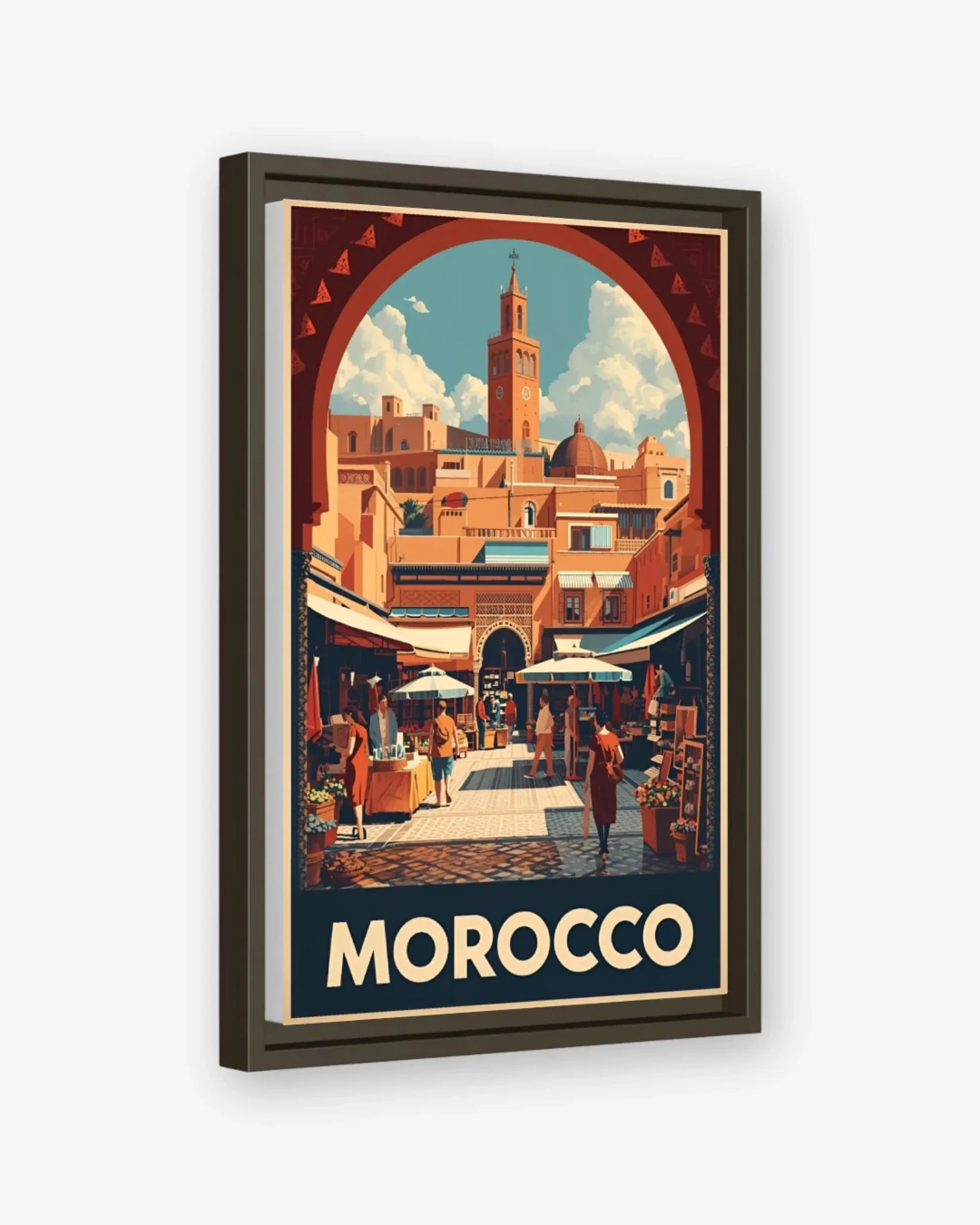 Morocco Koutoubia Souk Canvas Espresso Frame Nomad Haus