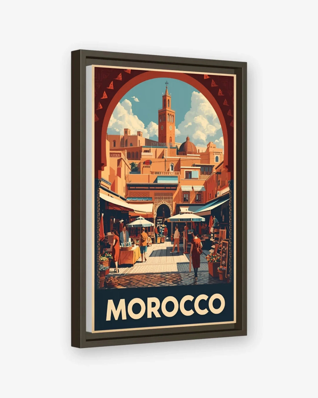 Morocco Koutoubia Souk Canvas Espresso Frame Nomad Haus