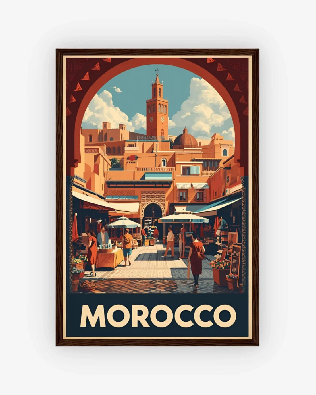 Morocco Koutoubia Souk Poster Dark Wood Frame Nomad Haus