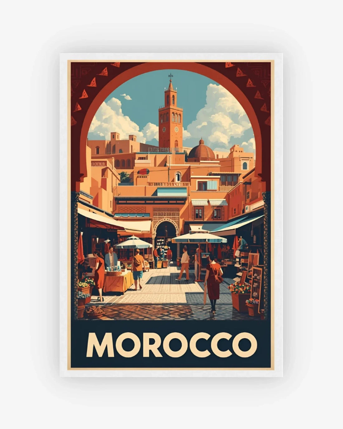 Morocco Koutoubia Souk Poster White Frame Nomad Haus