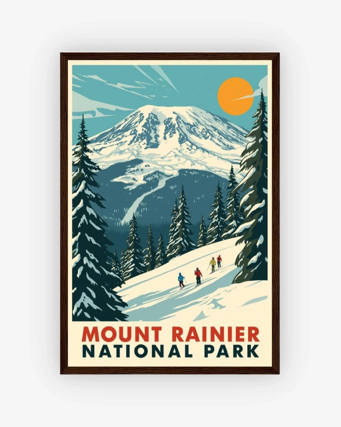 Mount Rainier National Park, USA Poster Dark Wood Frame Nomad Haus