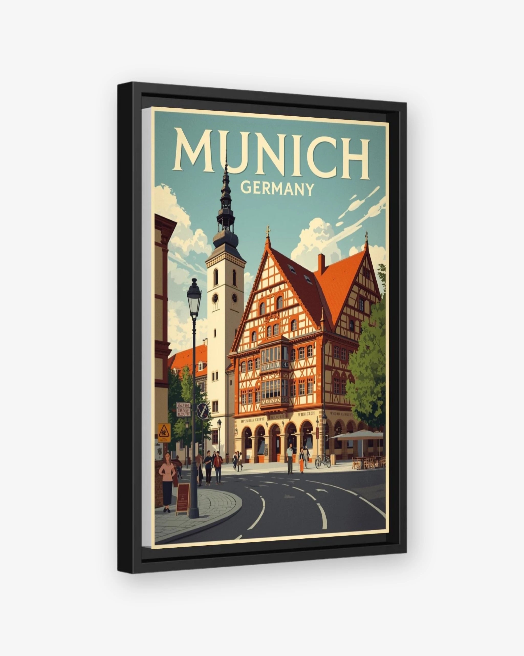 Munich Germany travel poster black framed canvas