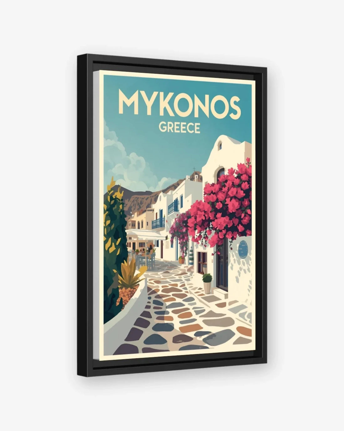Mykonos Old Town, Greece Canvas Black Frame Nomad Haus