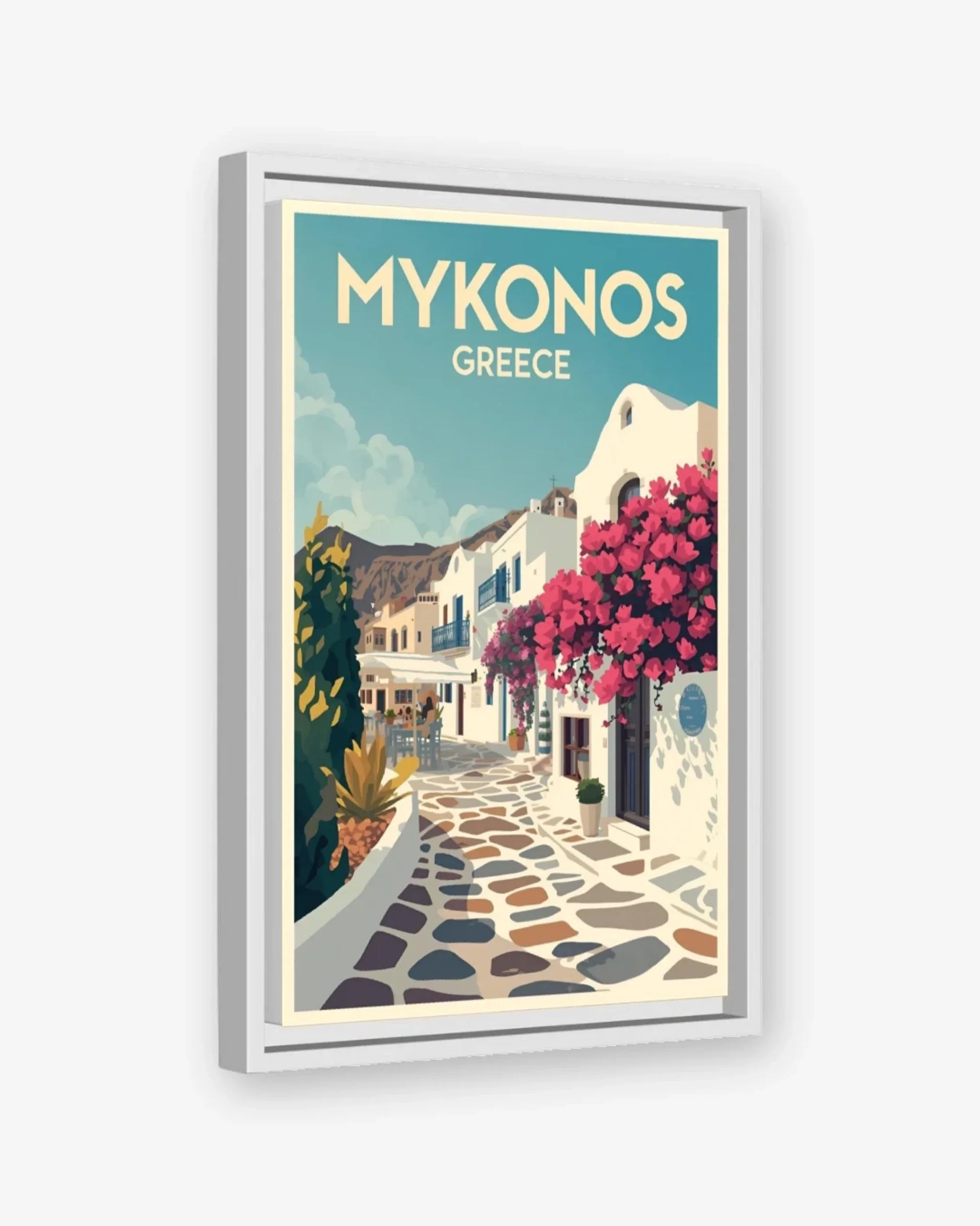 Mykonos Old Town, Greece Canvas White Frame Nomad Haus