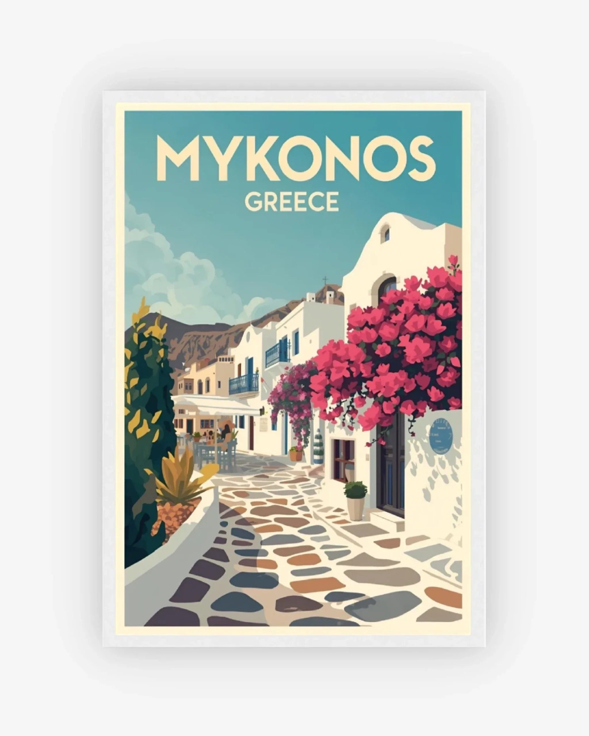 Mykonos Old Town, Greece Poster White Frame Nomad Haus