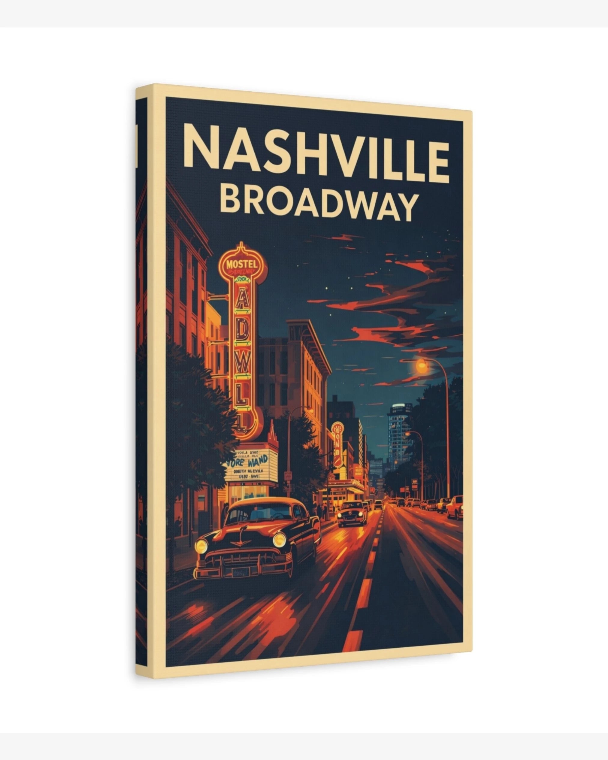Nashville Broadway travel poster canvas