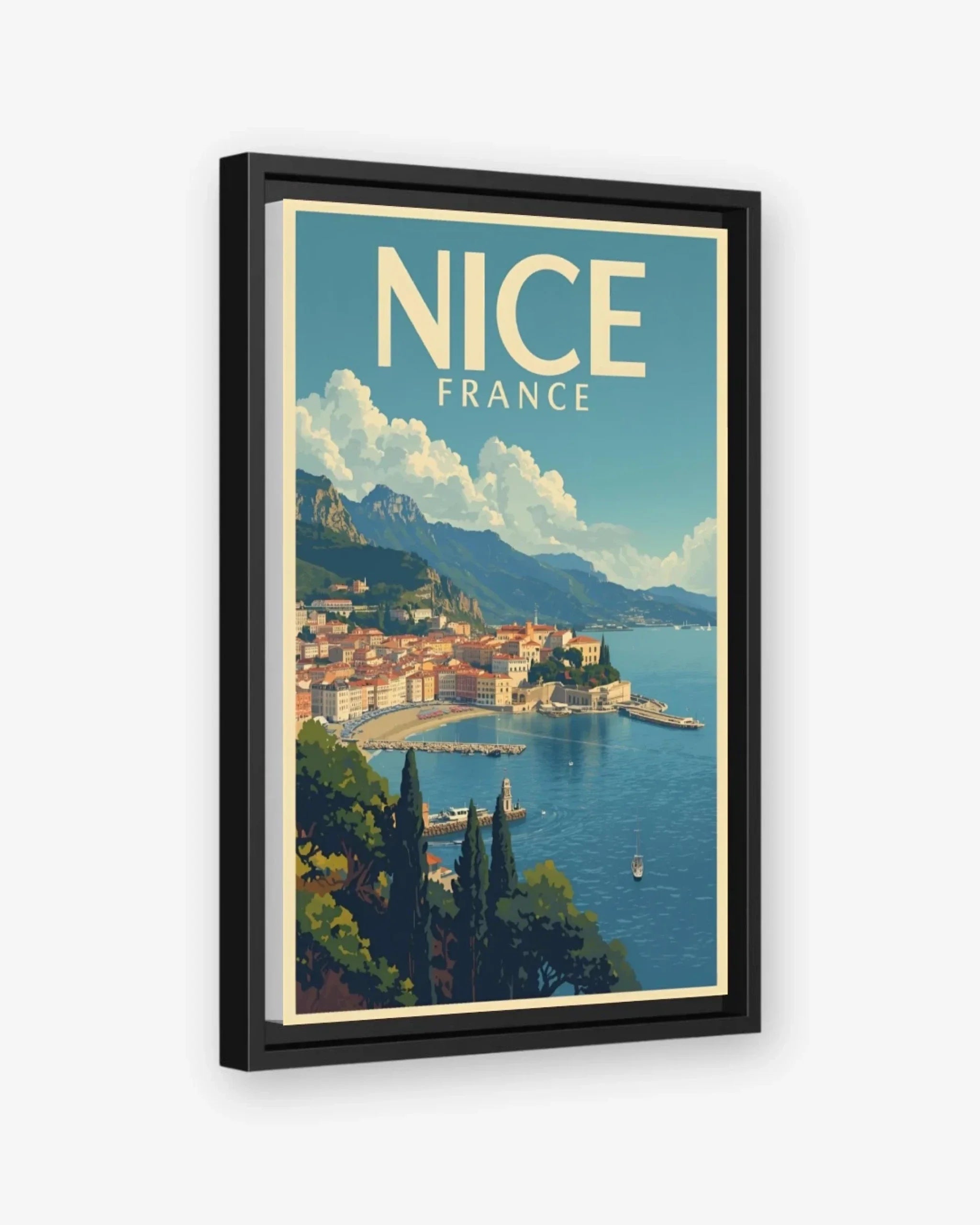 Nice Bay of Angels, France Canvas Black Frame Nomad Haus