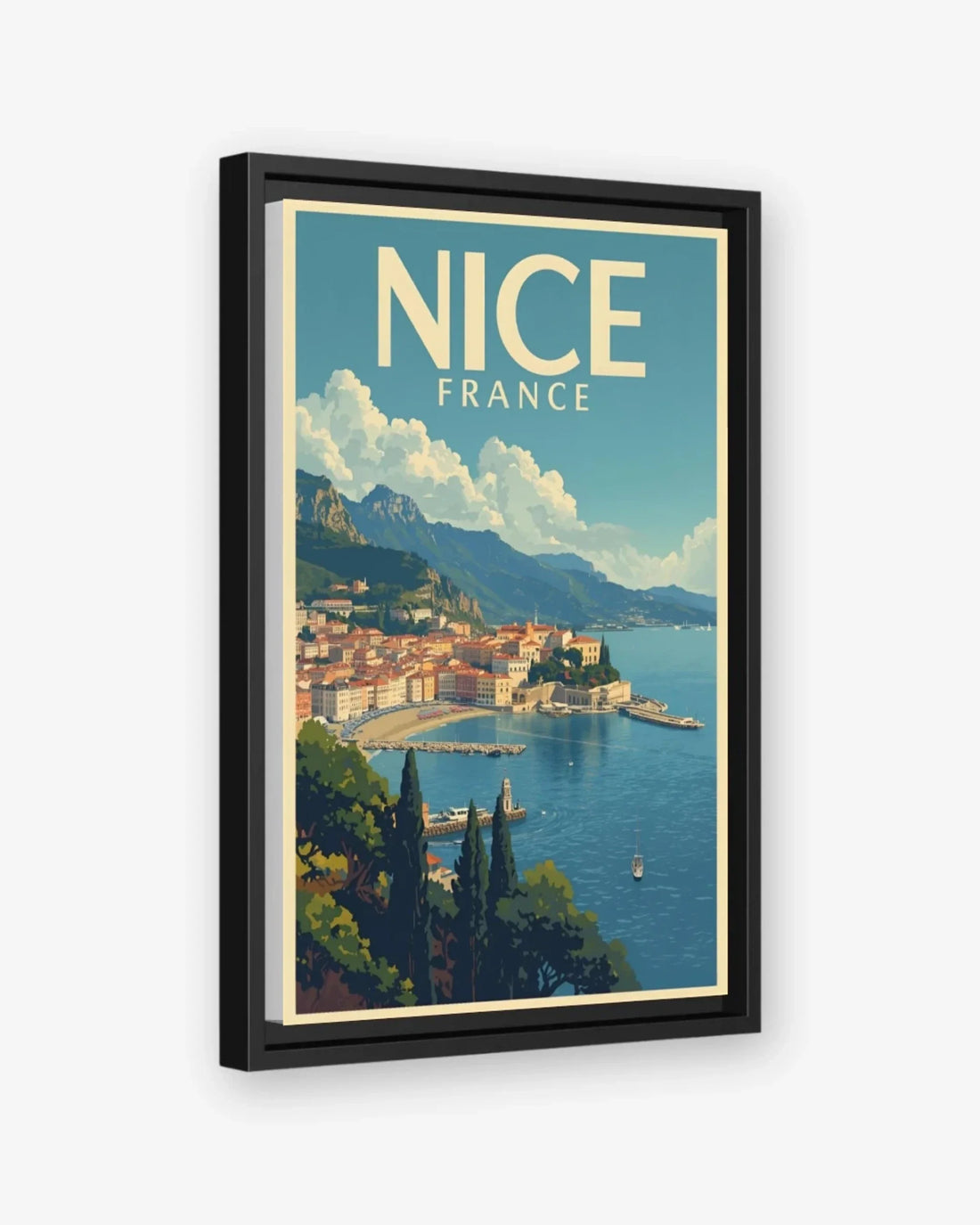 Nice Bay of Angels, France Canvas Black Frame Nomad Haus