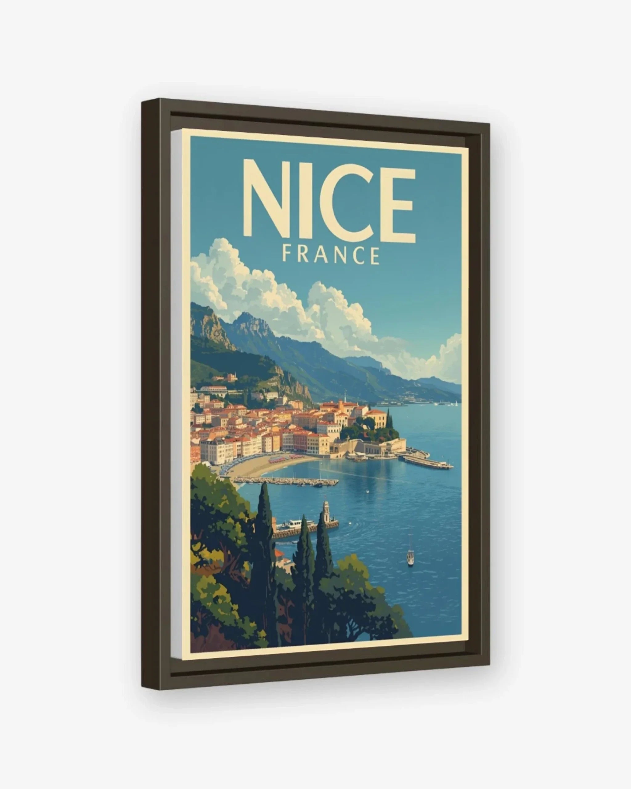 Nice Bay of Angels, France Canvas Espresso Frame Nomad Haus