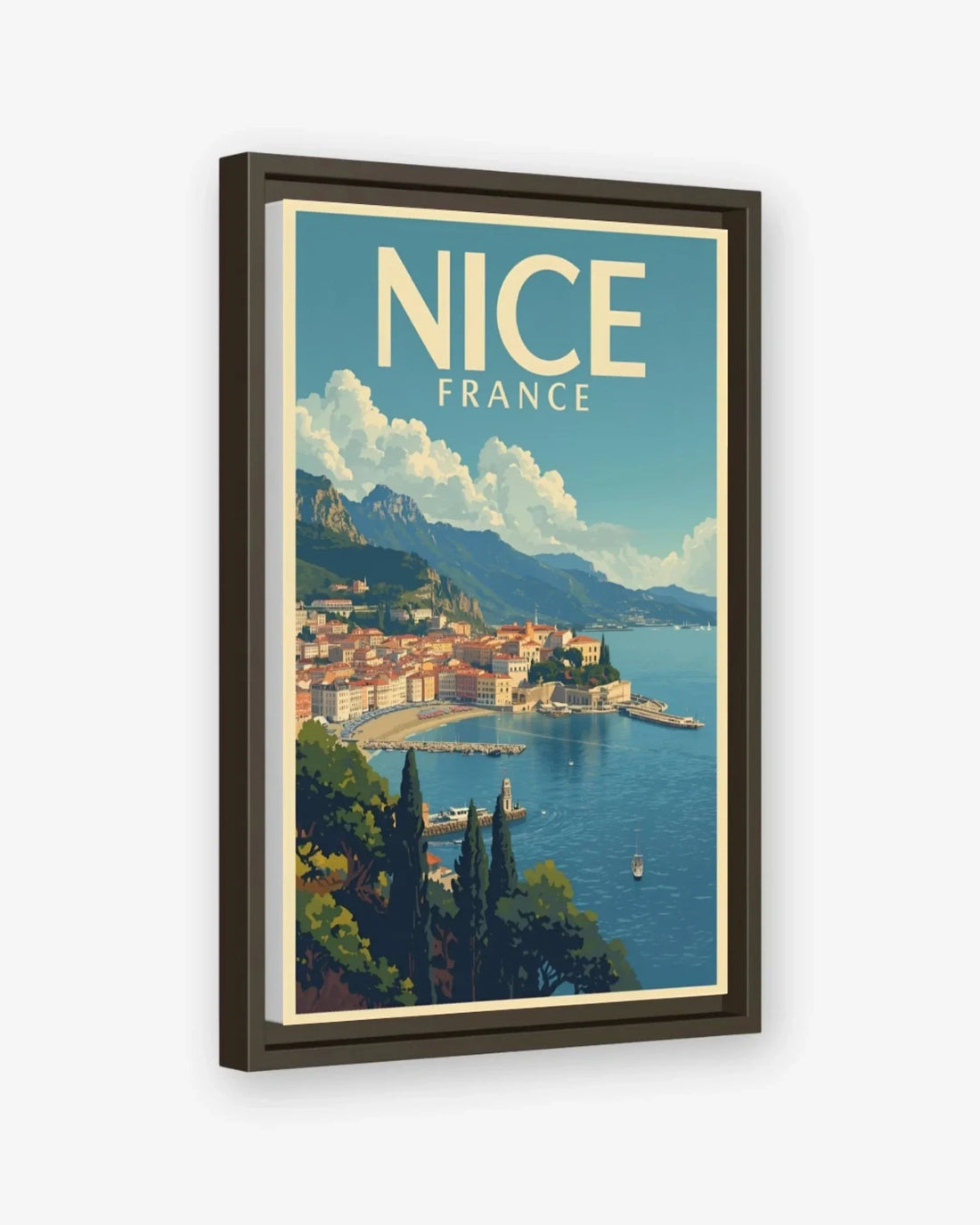 Nice Bay of Angels, France Canvas Espresso Frame Nomad Haus