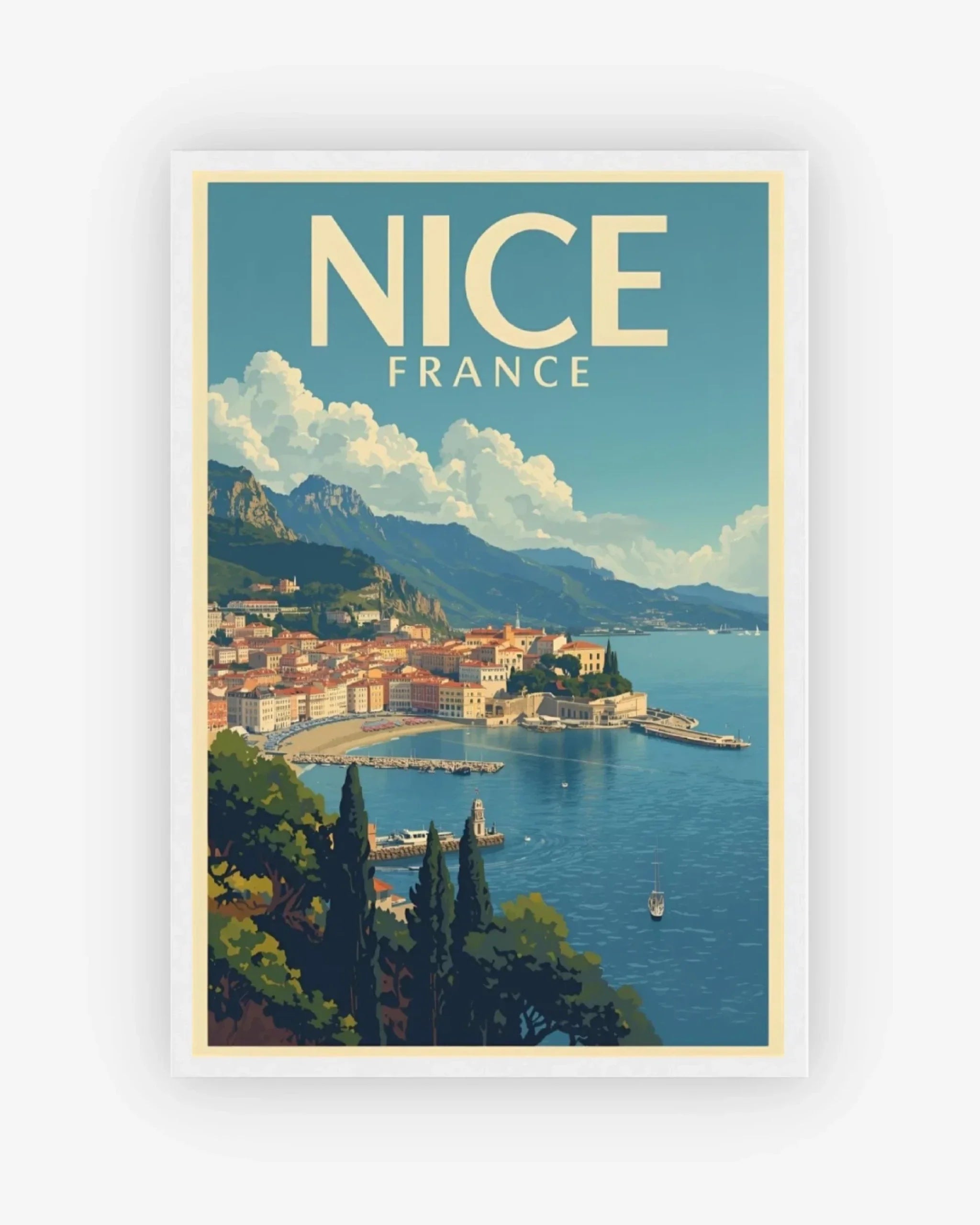 Nice Bay of Angels, France Poster White Frame Nomad Haus