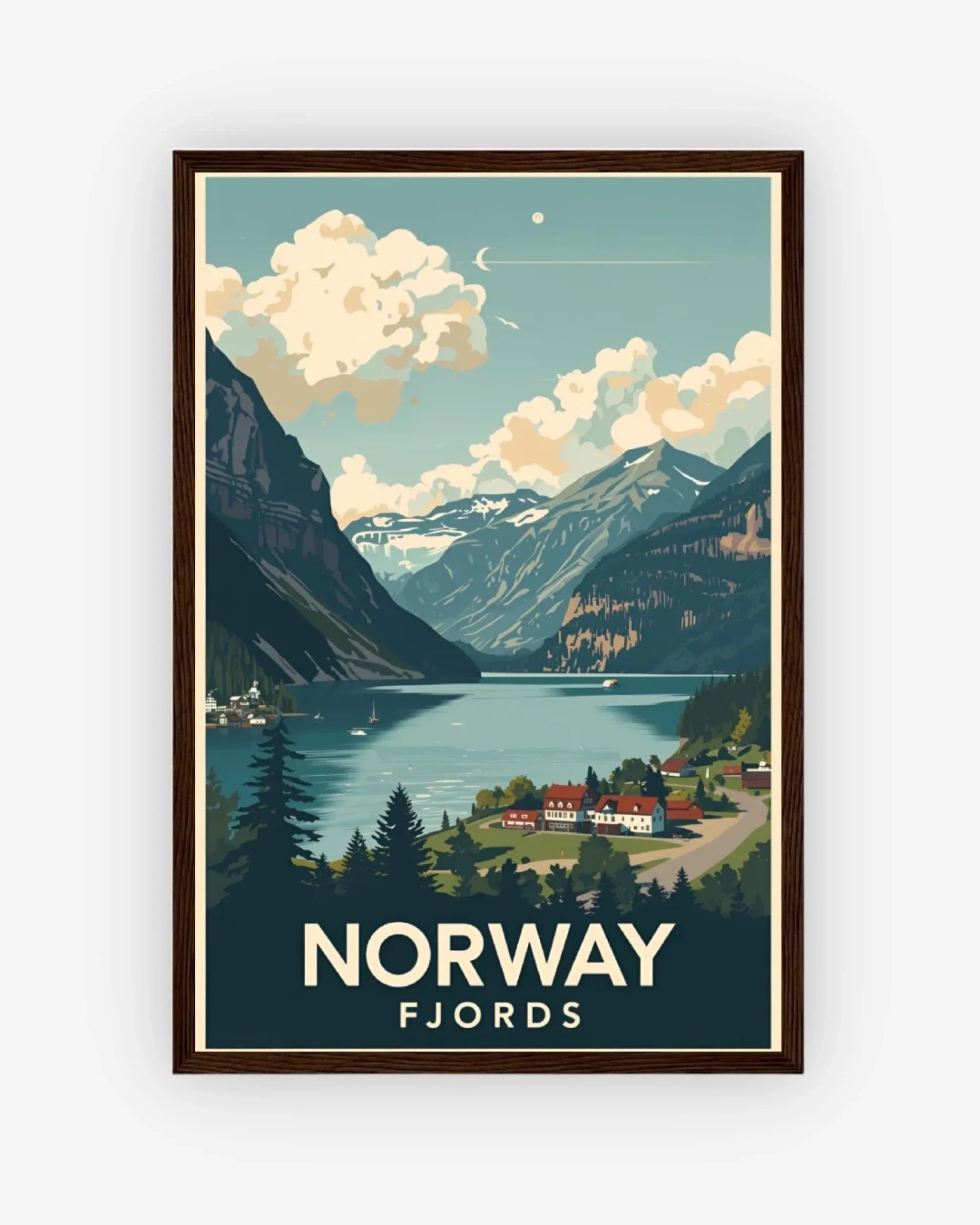Norway Fjords Poster Dark Wood Frame Nomad Haus