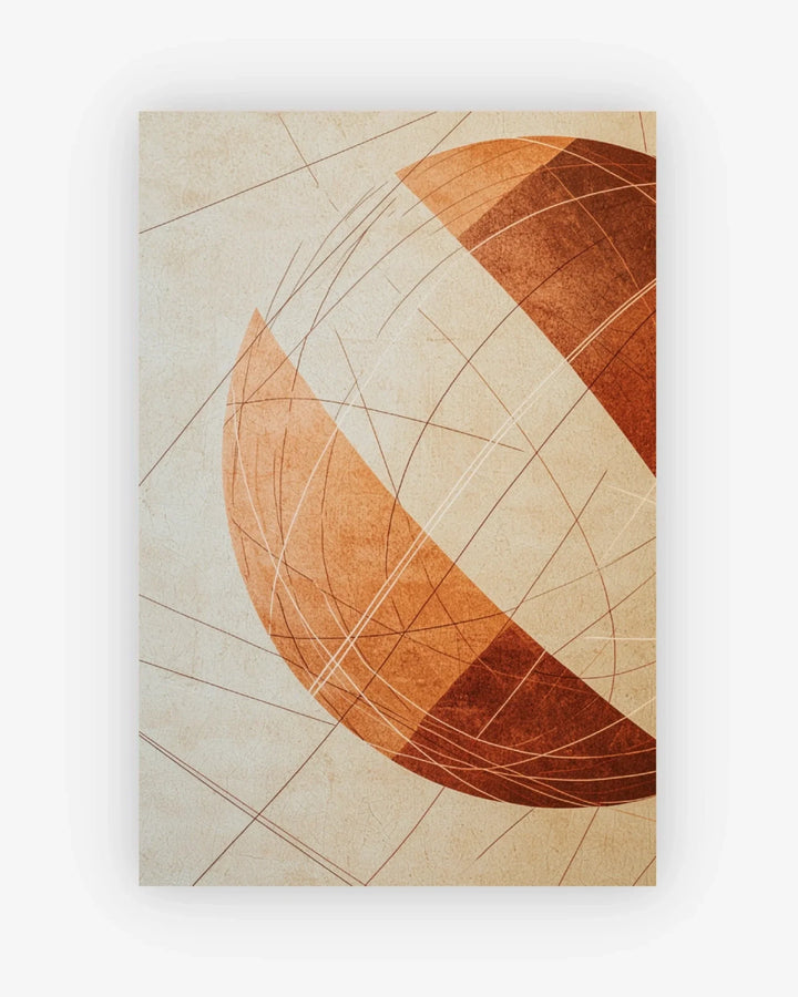 Abstract art piece with brown and beige colors on a white background