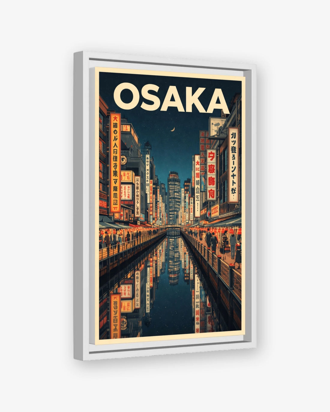 Osaka travel poster white framed canvas